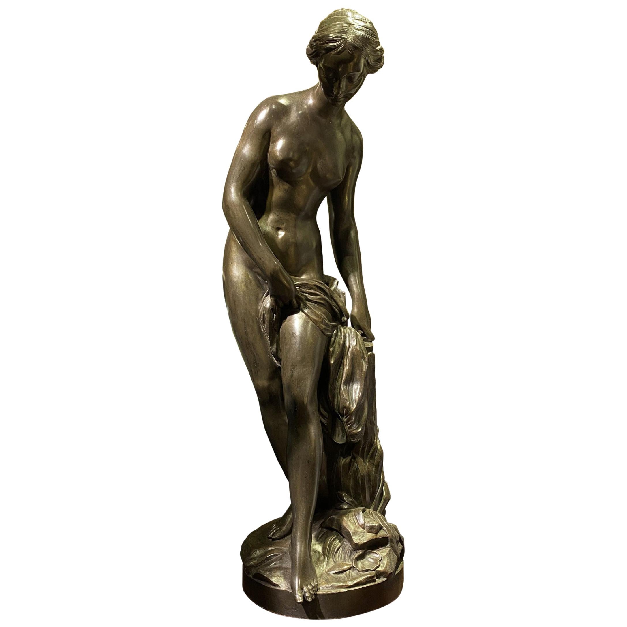 Sculpture en bronze « Le baigneur » d'après Etienne Falconnet