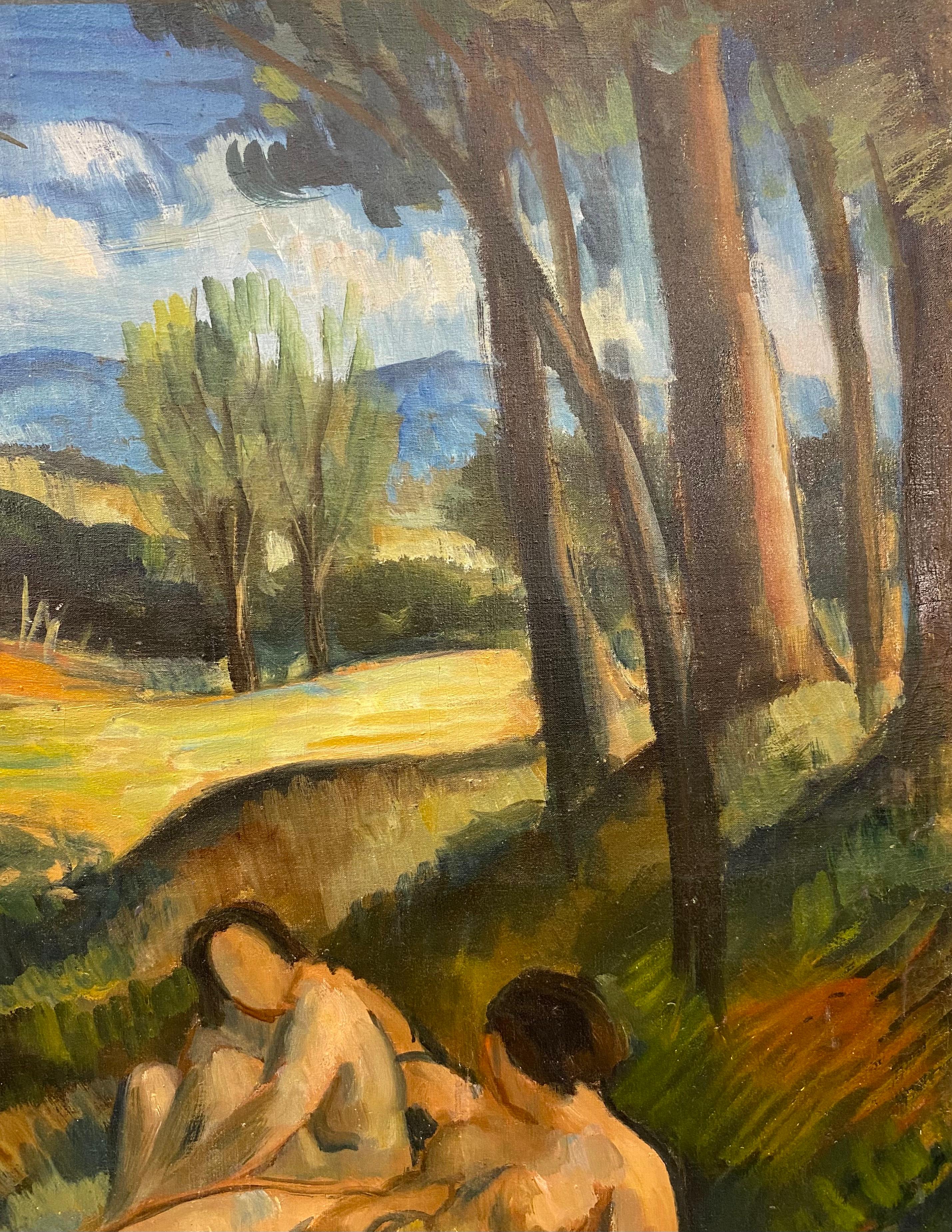 20th Century The Bathers Painting in the Manner of Paul Cezanne For Sale
