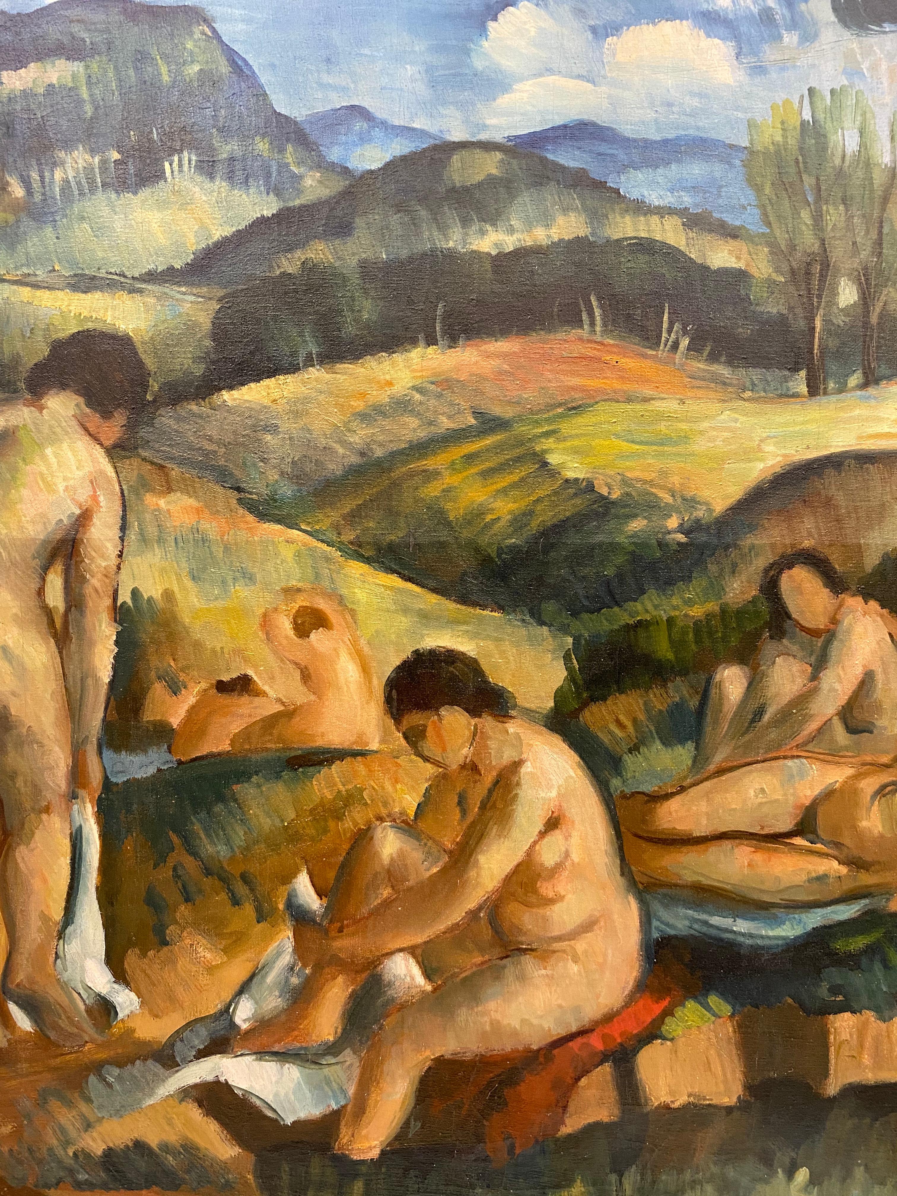 The Bathers Painting in the Manner of Paul Cezanne For Sale 3