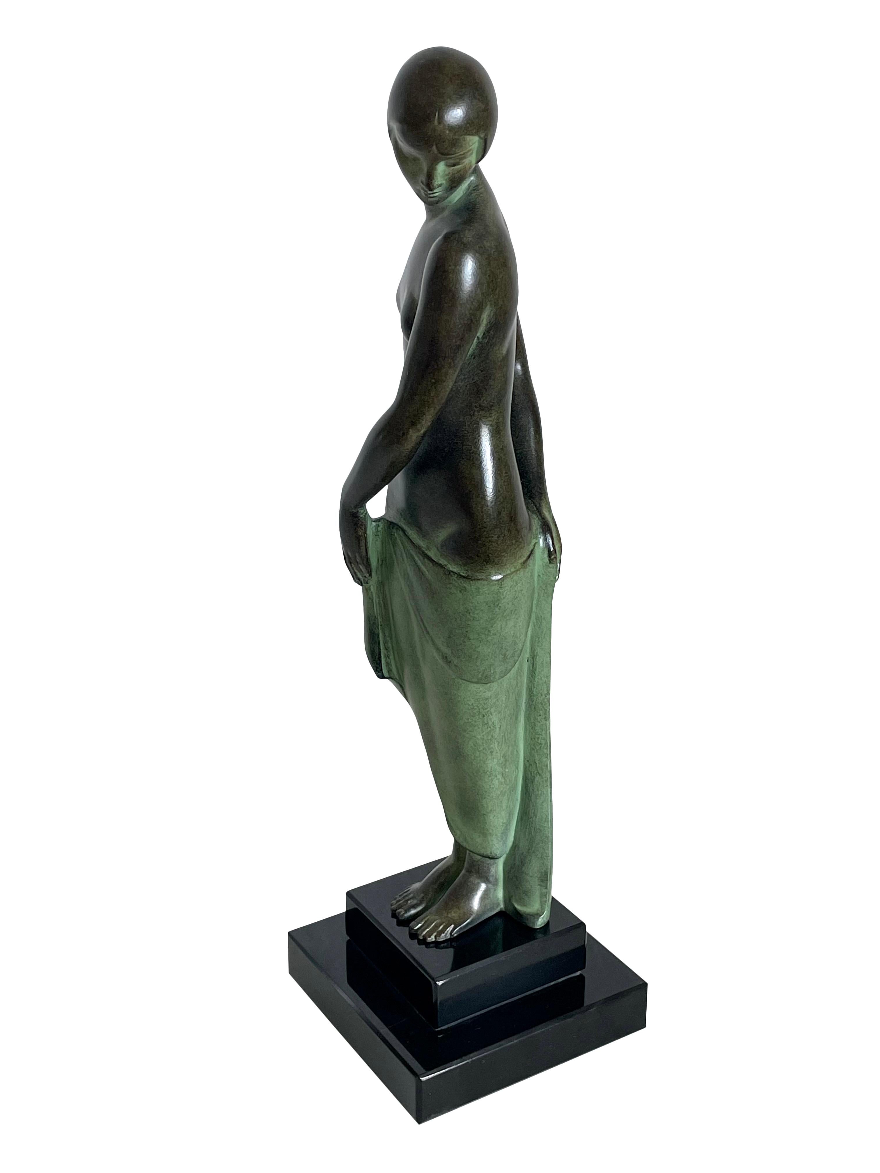 French Bathing Ondine Art Deco Sculpture by Pierre Le Faguays for Max Le Verrier