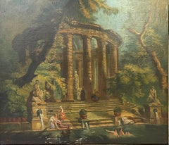 "La piscina" Según Hubert Robert, Óleo sobre lienzo, Enmarcado