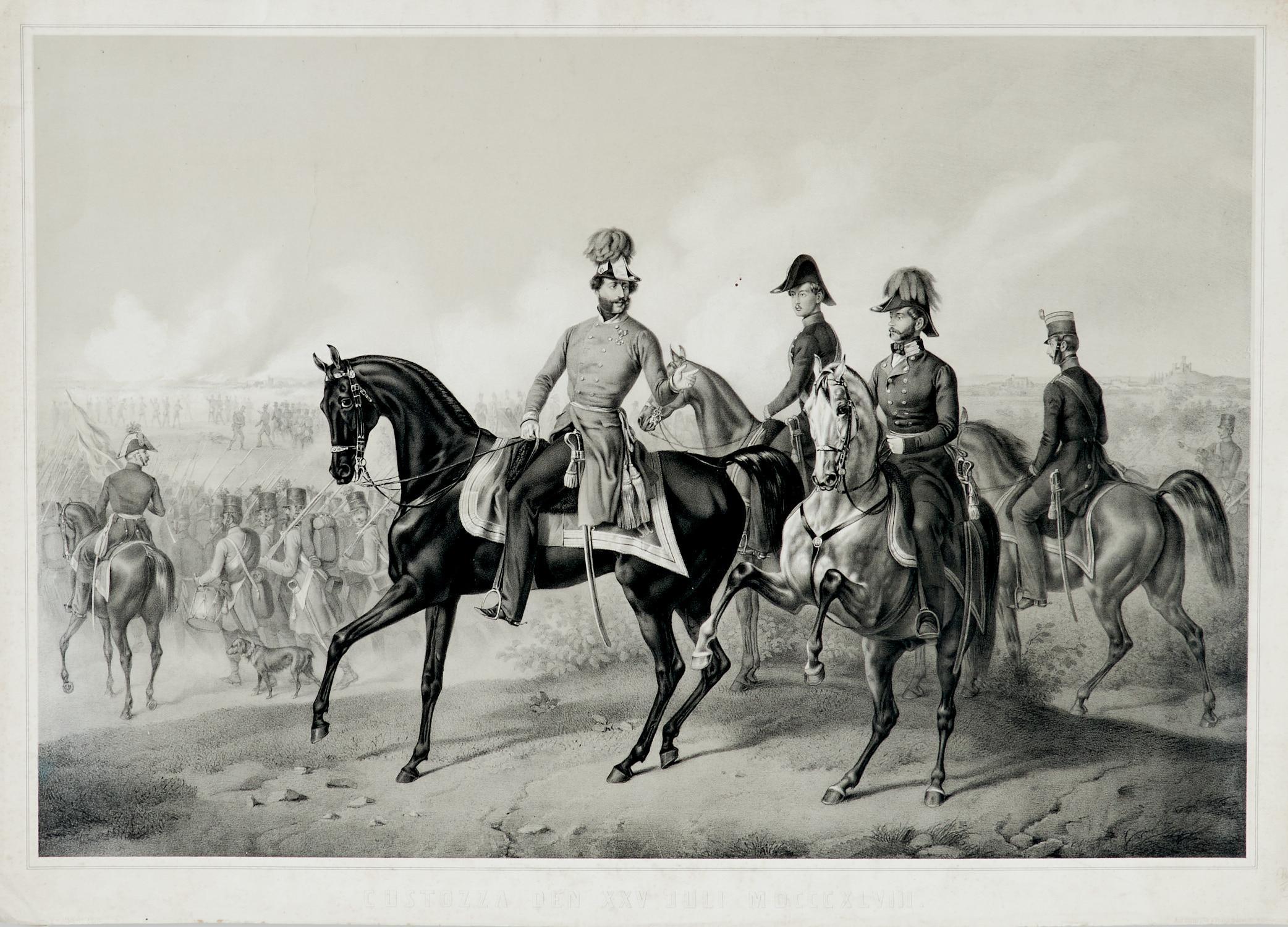 Mid-19th Century The Battle of Custoza, July 25, 1848: Commanding Officers Lead the Charge, 1850 For Sale