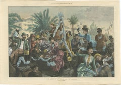 The Battle of Flowers at Cannes, Hand-Coloured Engraving Published in 1889