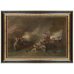 The Battle of La Hogue, after Neoclassical Oil Painting by Benjamin West