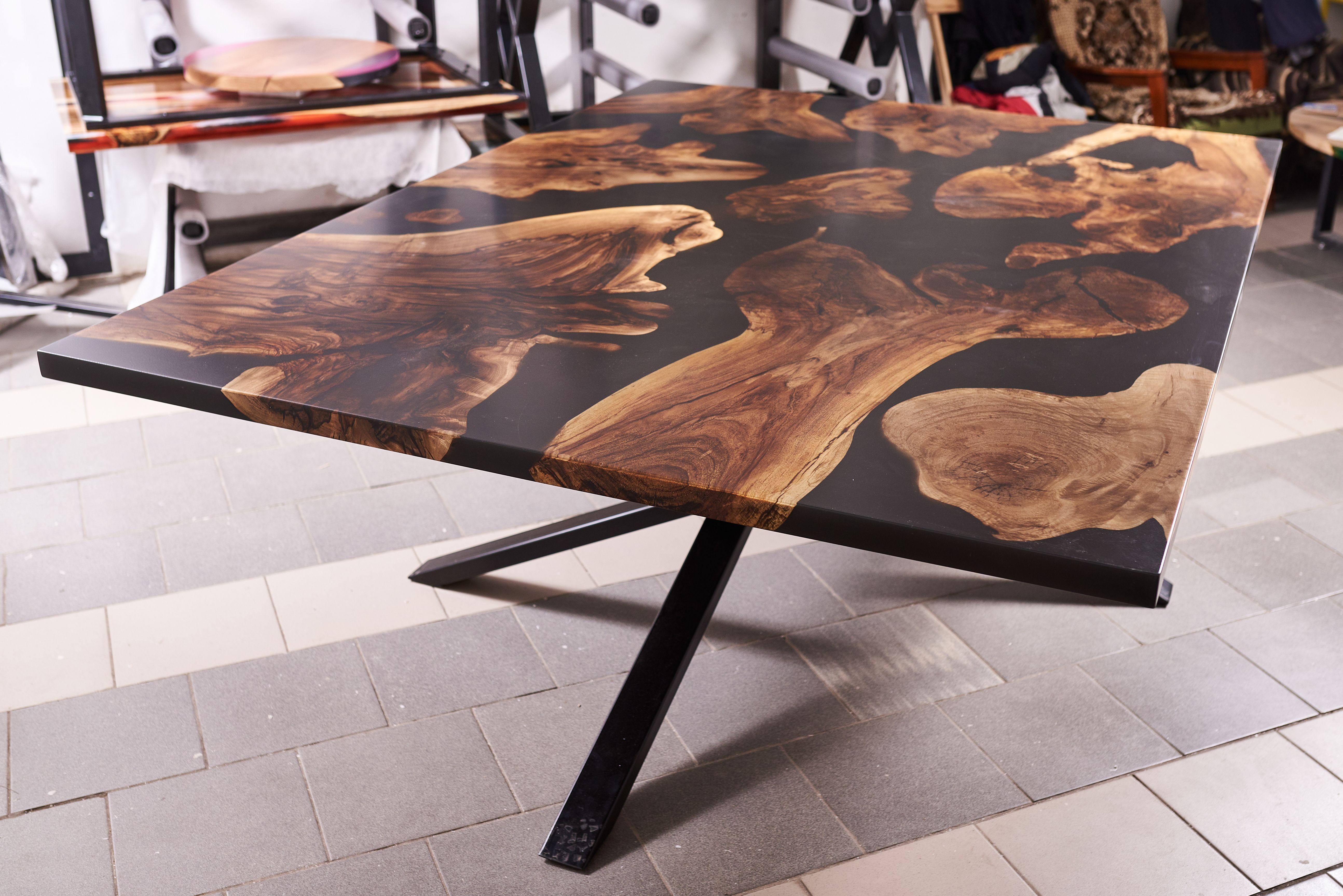 European Battle of the Universes Cosmic Ancient Walnut Modern Square Dining Table For Sale