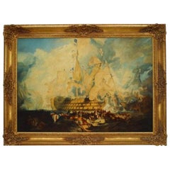 Hand-Painted Seascape of the Battle of Trafalgar, 48x37 Inches