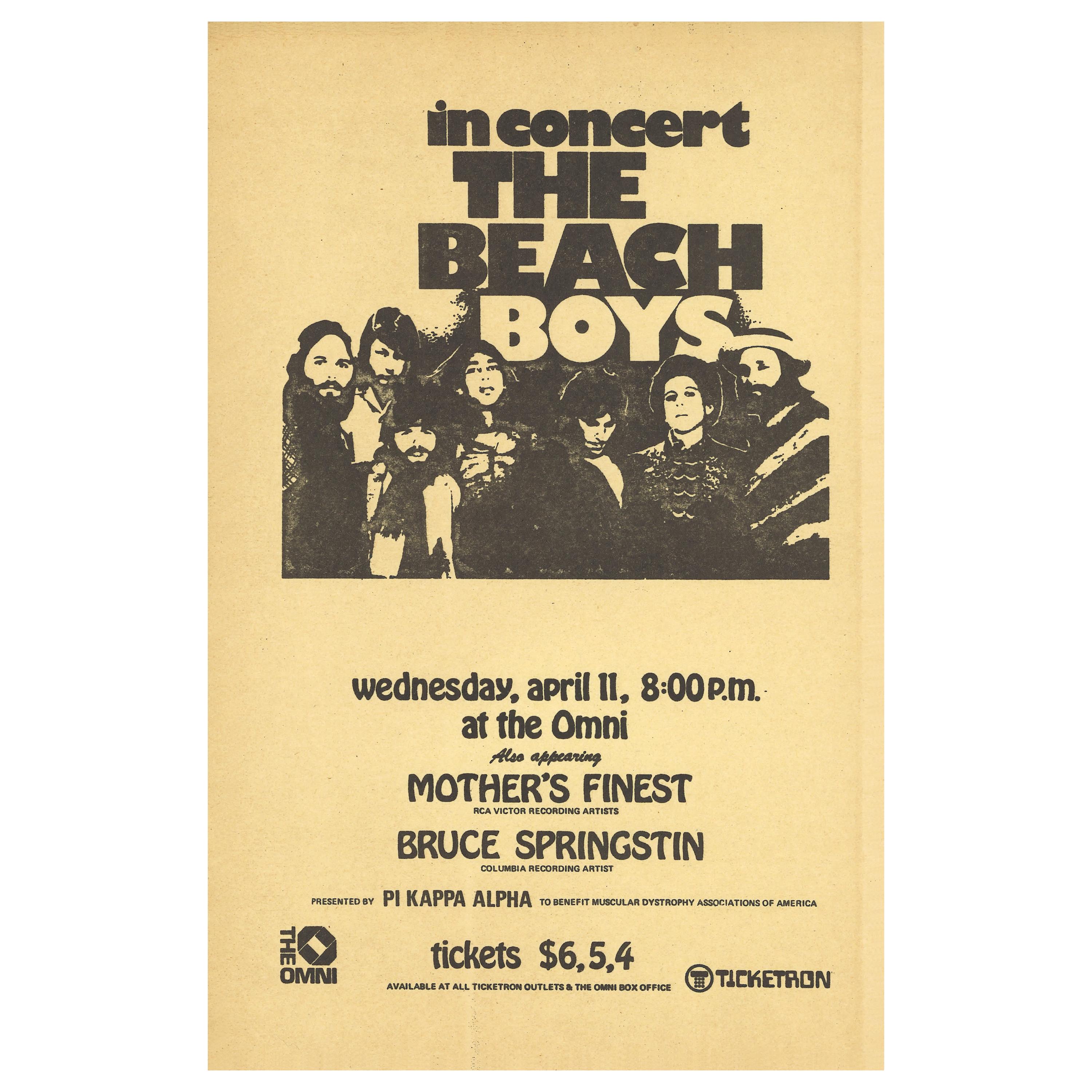 The Beach Boys and Bruce Springsteen Original Concert Handbill, Atlanta, 1973