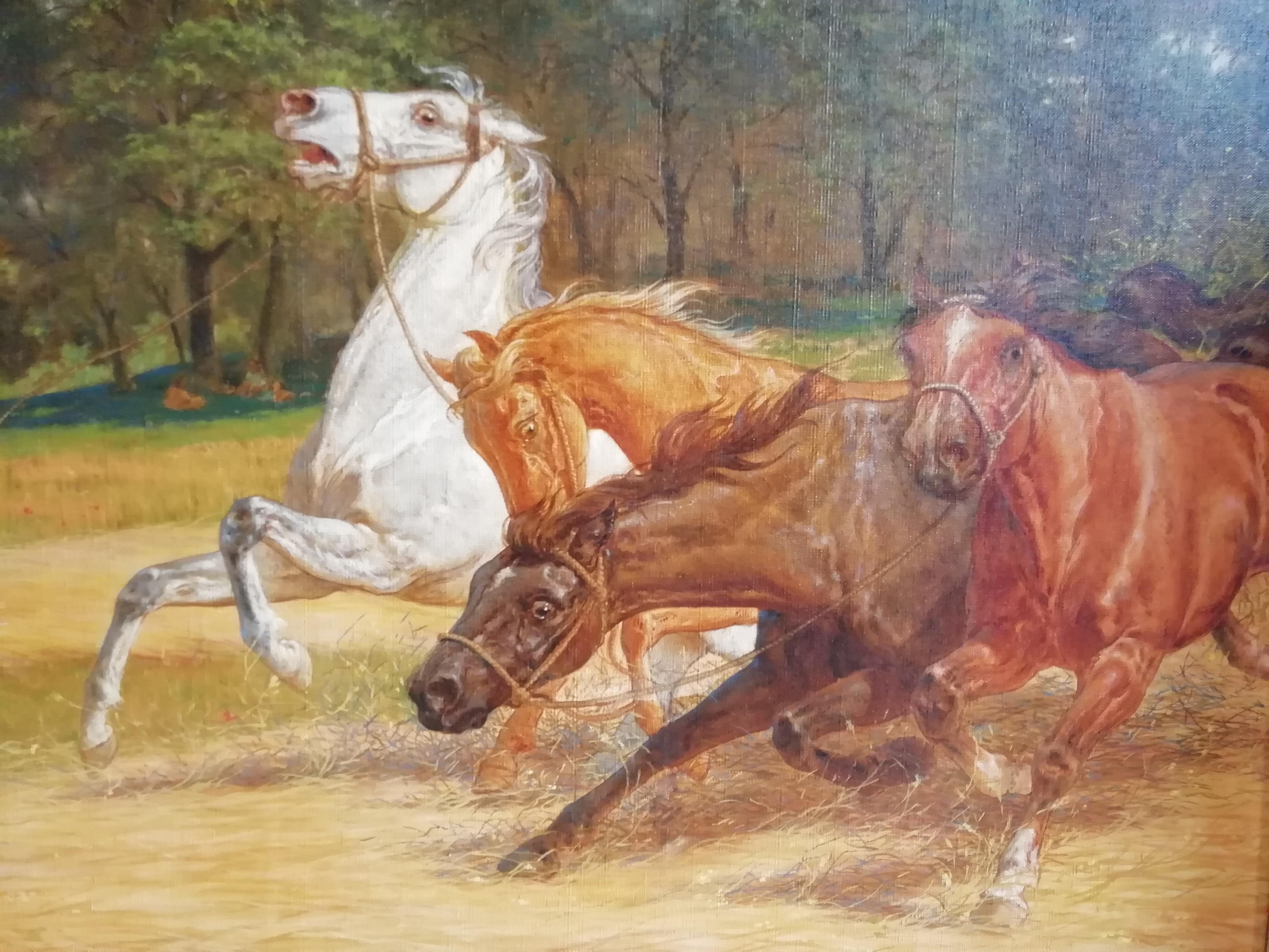 Oiled The Beating of Hay in the Golden Age Lemmo Rossi Scotti 19th-20th Century Horses For Sale