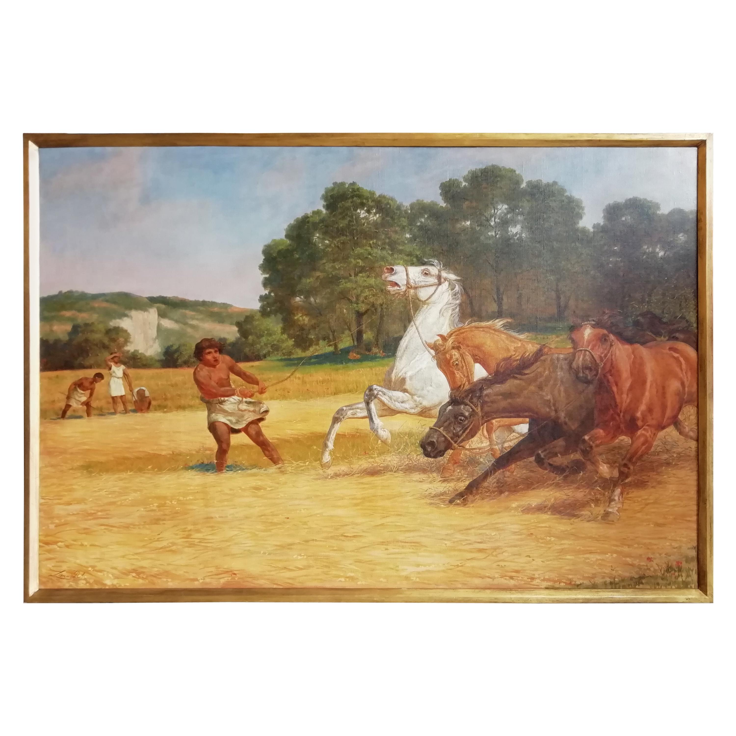 The Beating of Hay in the Golden Age Lemmo Rossi Scotti 19th-20th Century Horses For Sale