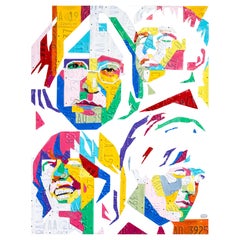 The Beatles by Design Turnpike Recycled License Plate Art on Wood Slab 2024