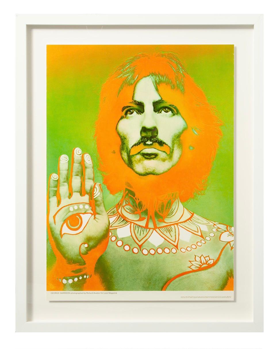 The Beatles by Richard Avedon, offset lithographs, for Look Magazine, framed. Set of 4 Look Magazine Beatles posters with bright colors and minor toning and handling wear. The posters are in very good condition - having been stored in the original