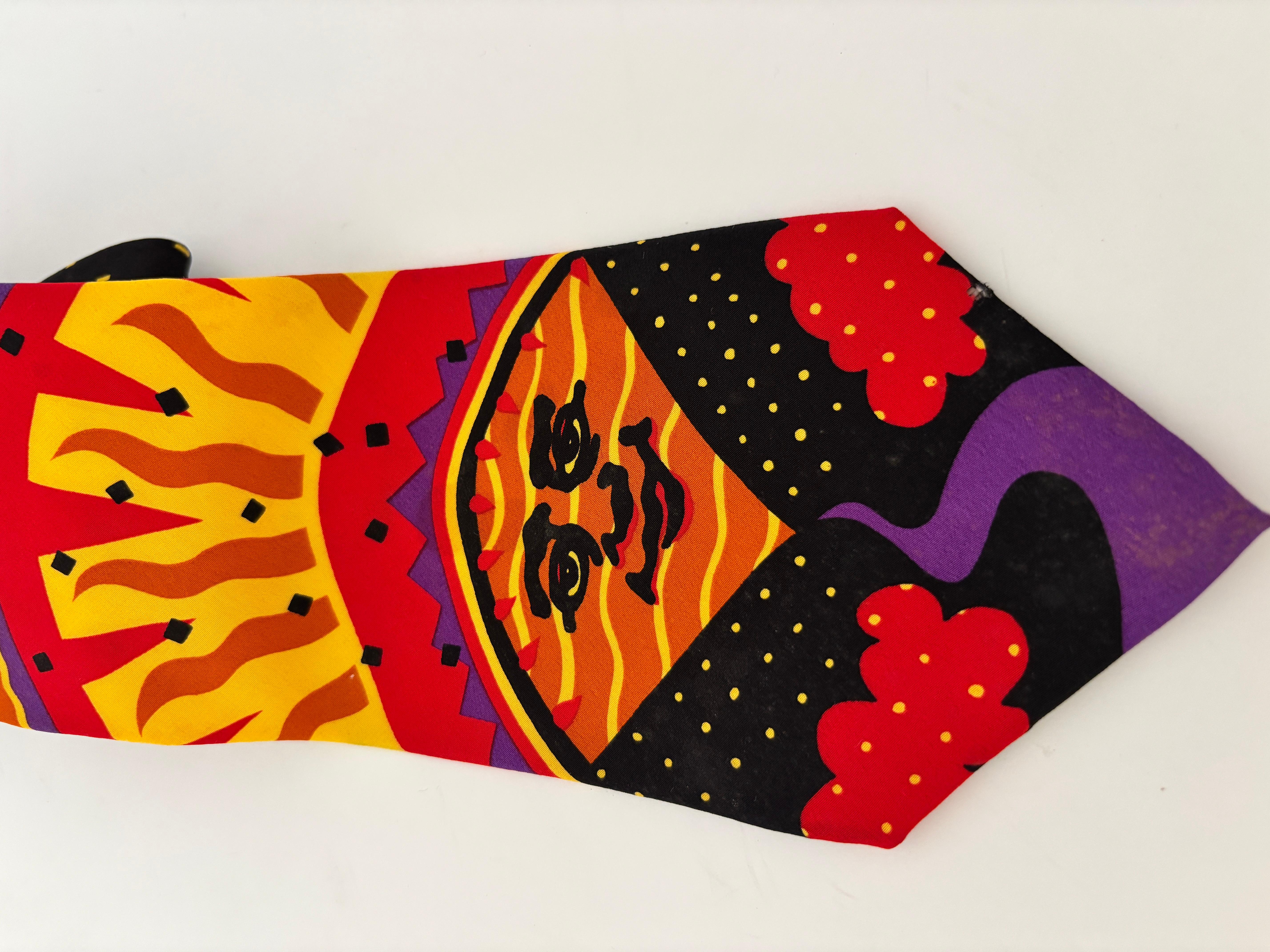 The Beatles Necktie Good Day Sunshine Released 1966 Silk Black and Red NeckTie In Good Condition For Sale In North Hollywood, CA