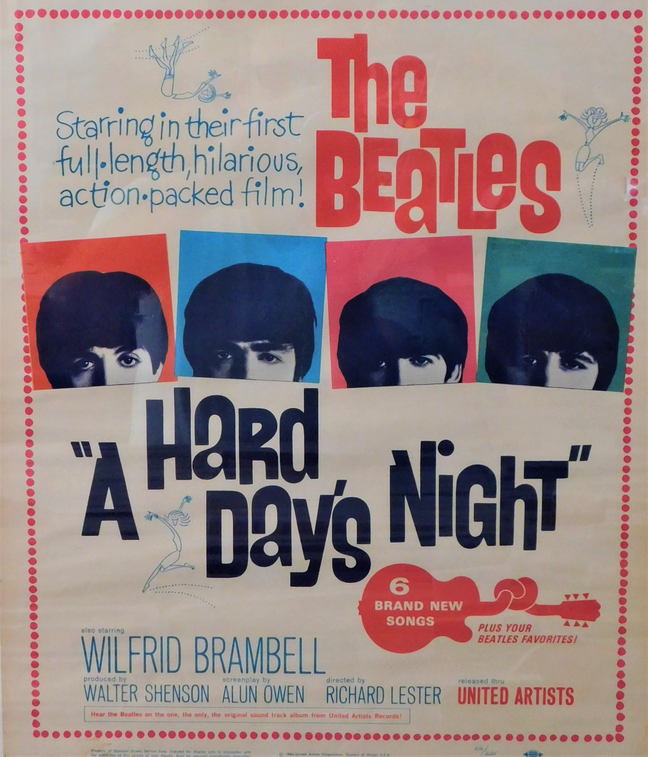 Selten und rar, A Hard Days Night (1964). Größe: Original 1964 U.S. Window Lobby Card (14