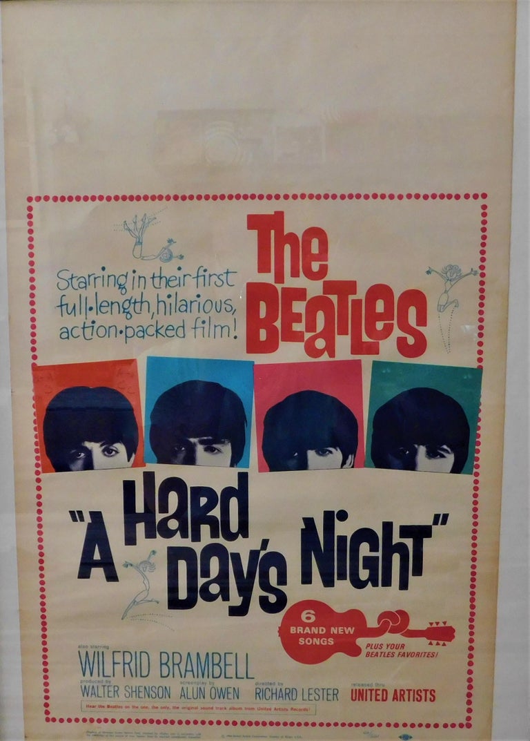 American The Beatles Original a Hard Days Night Window Card For Sale