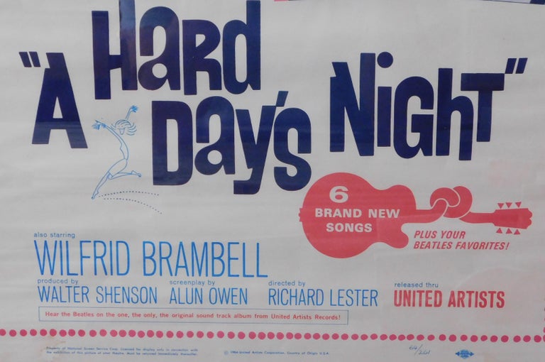 The Beatles Original a Hard Days Night Window Card For Sale 1