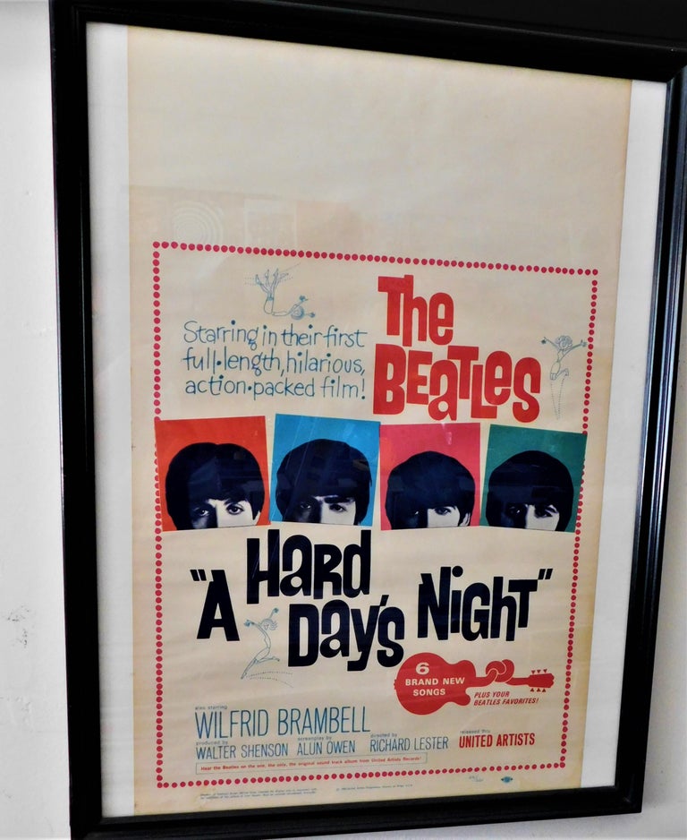 The Beatles Original a Hard Days Night Window Card For Sale 3