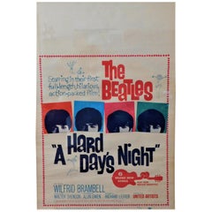 Retro The Beatles Original a Hard Days Night Window Card