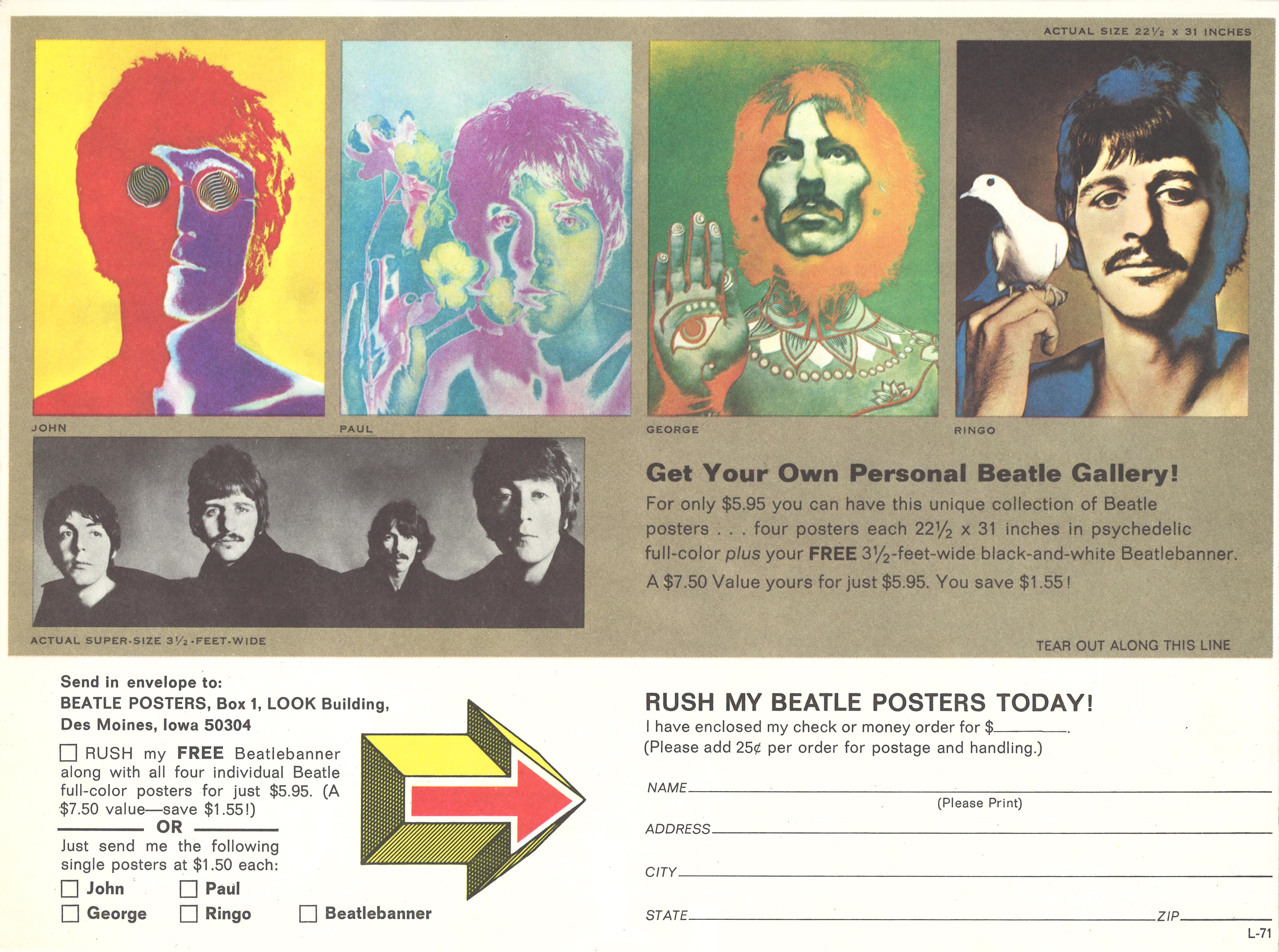 Post-Modern The Beatles Original Vintage Banner Poster by Richard Avedon, 1967