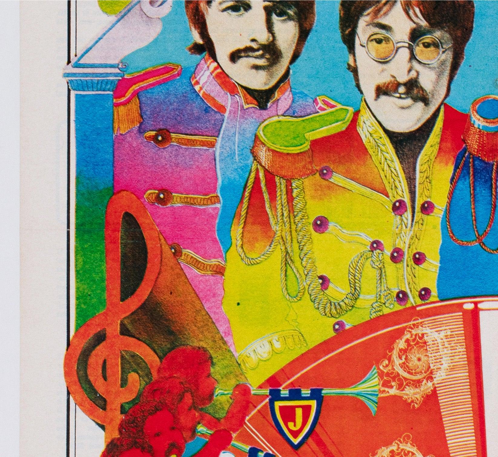 Linen The Beatles Sgt Pepper 1973 Tintin French Magazine Poster For Sale