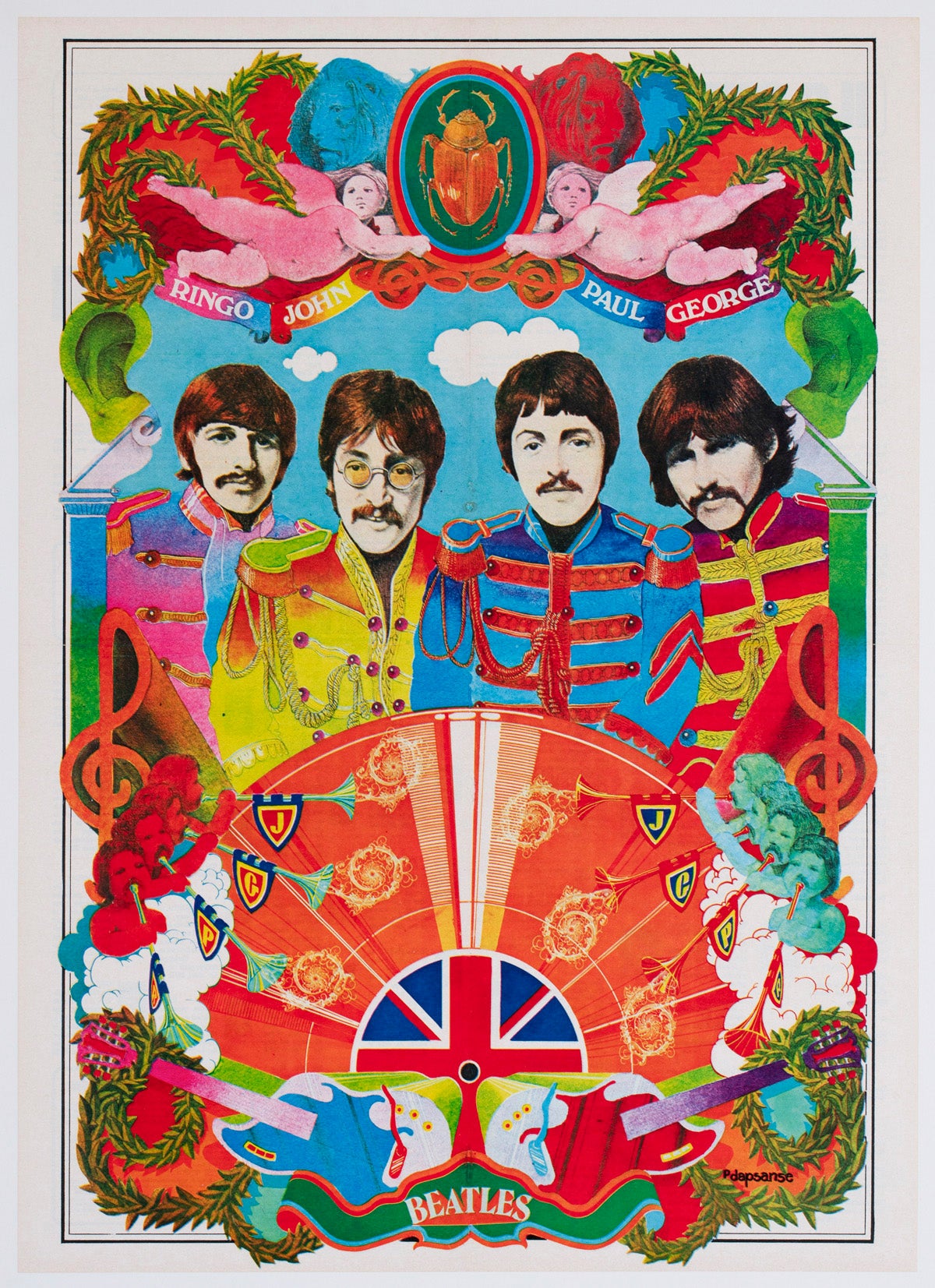 The Beatles Sgt Pepper 1973 Tintin French Magazine Poster For Sale