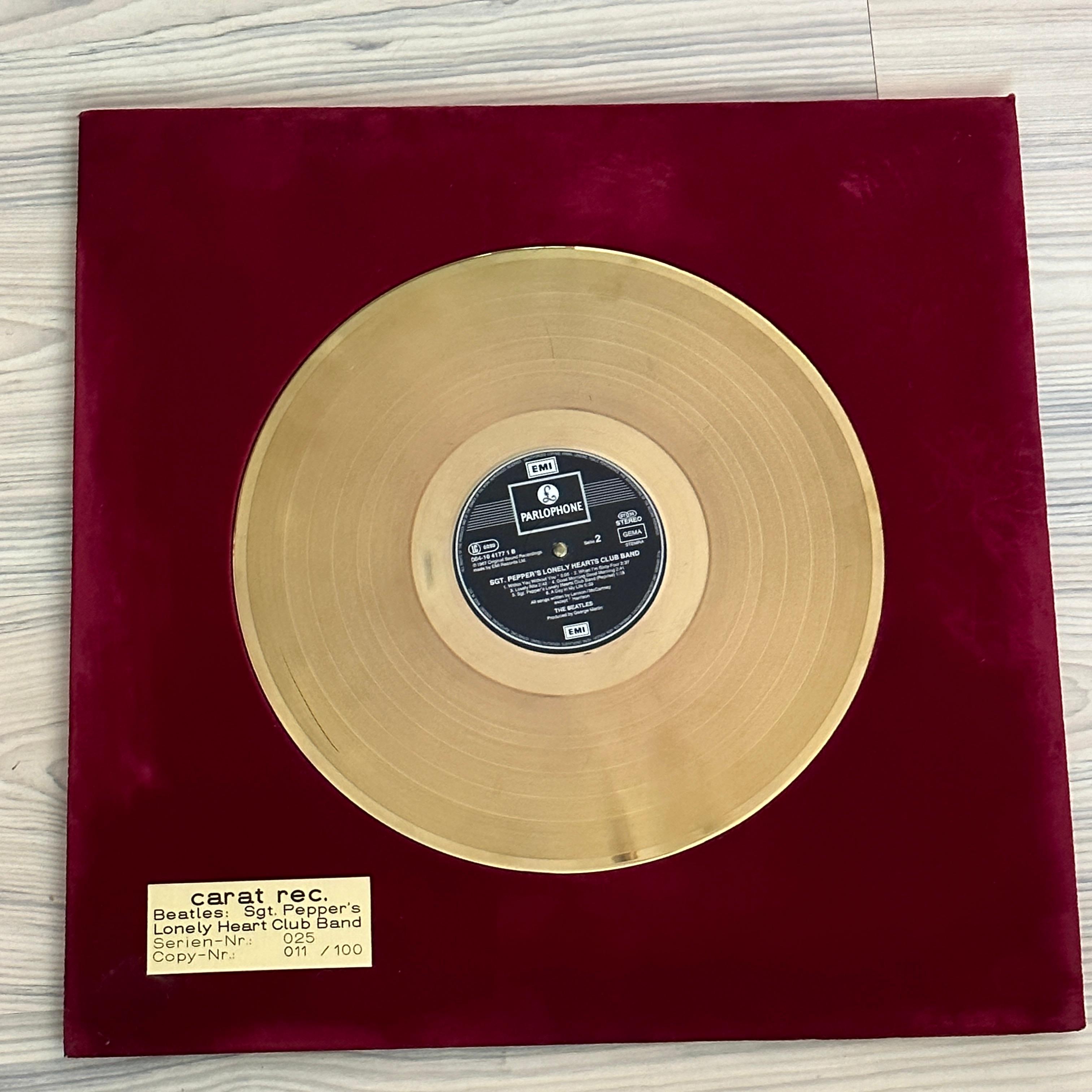 Beatles Sgt. Peppers Lonely Hearts Club Band Golden Record Carat Rec 011/100 For Sale 7
