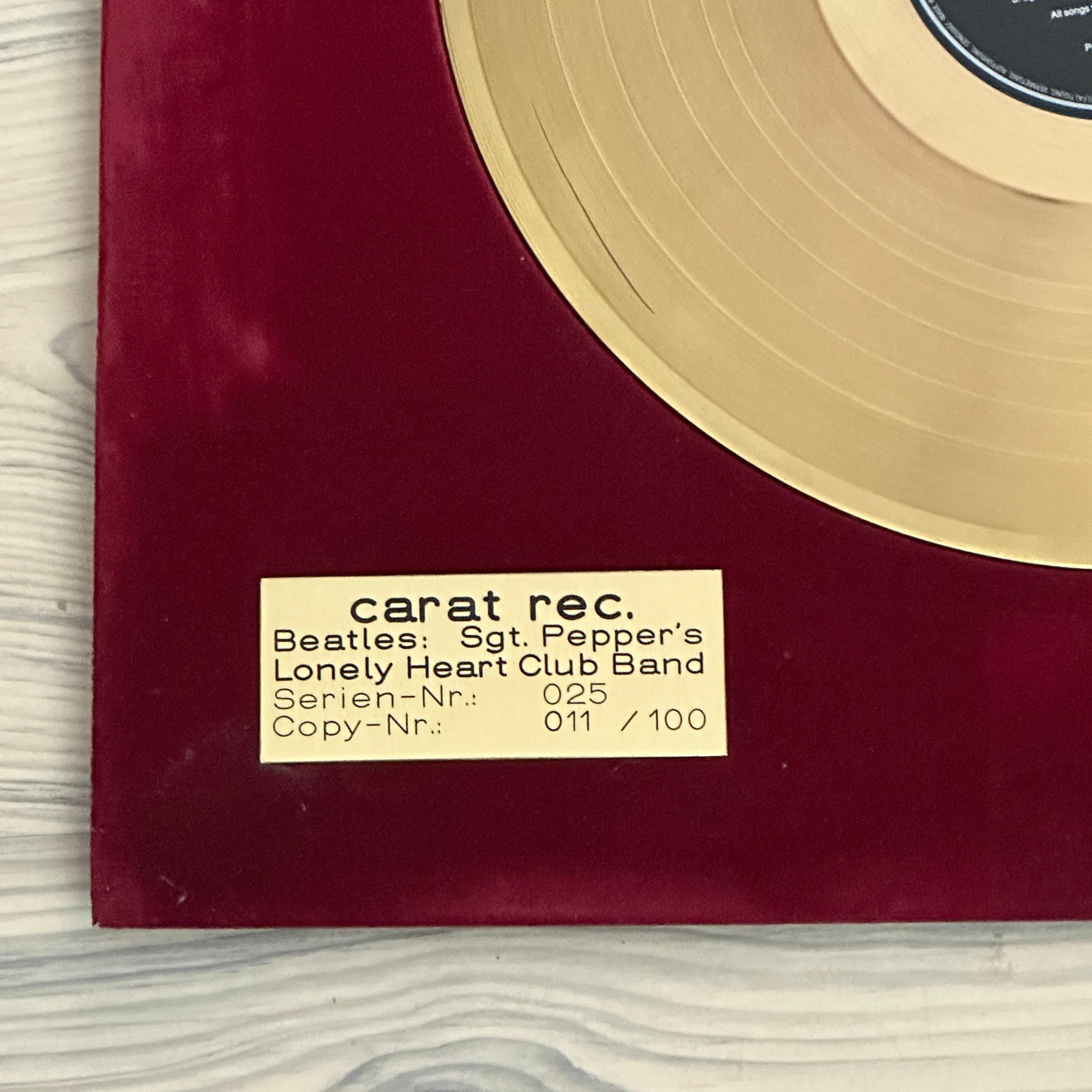 Beatles Sgt. Peppers Lonely Hearts Club Band Golden Record Carat Rec 011/100 For Sale 9
