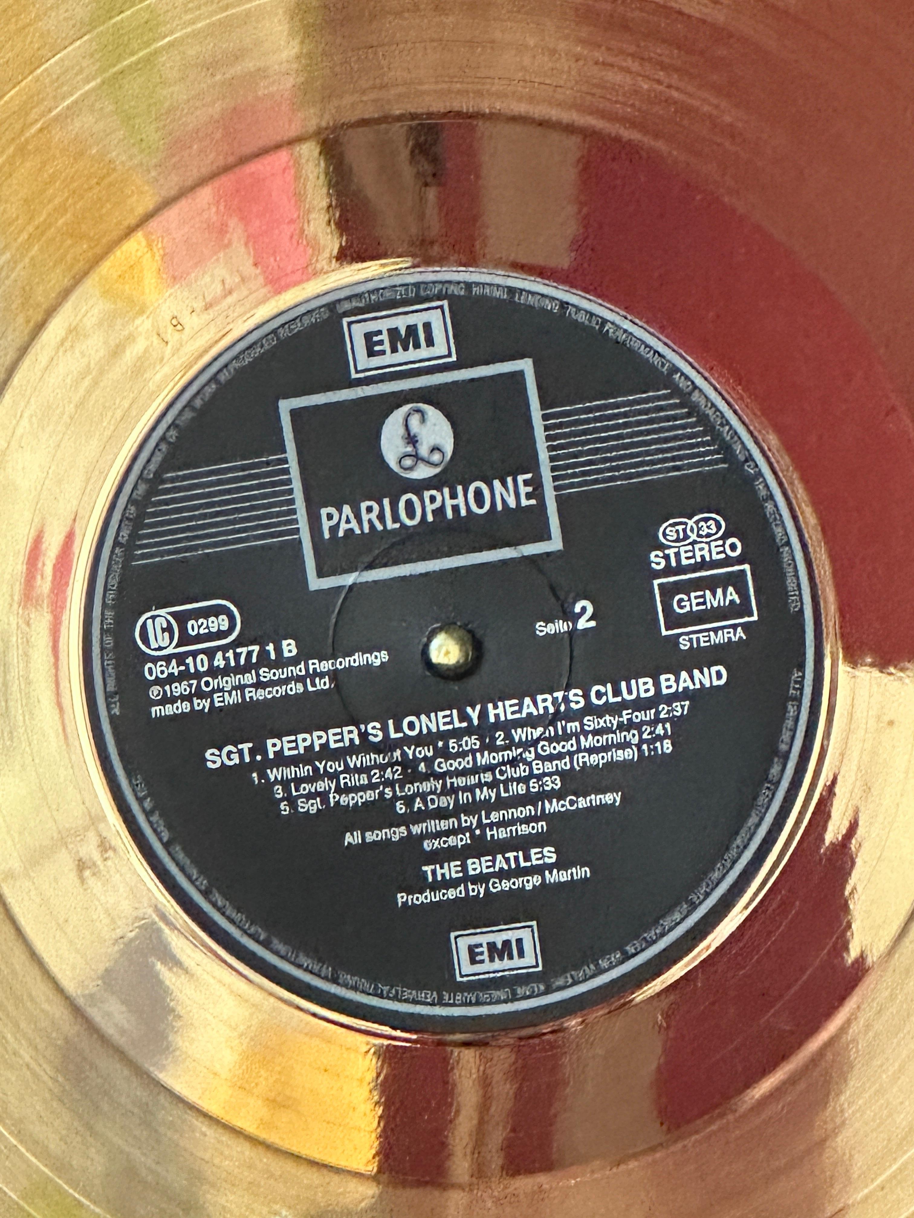 German Beatles Sgt. Peppers Lonely Hearts Club Band Golden Record Carat Rec 011/100 For Sale