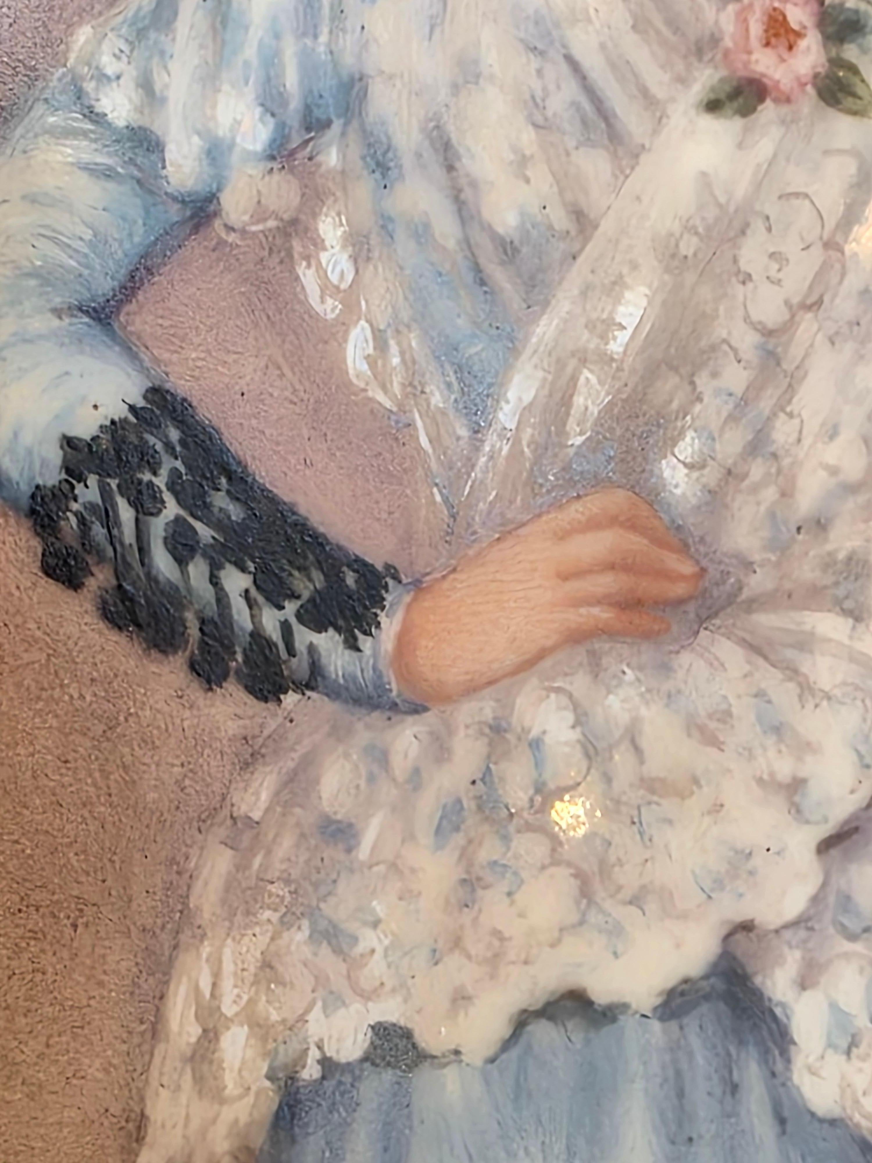 The Beautiful Andalusian , A French Hand Painted Porcelain Plaque c.1900 For Sale 1