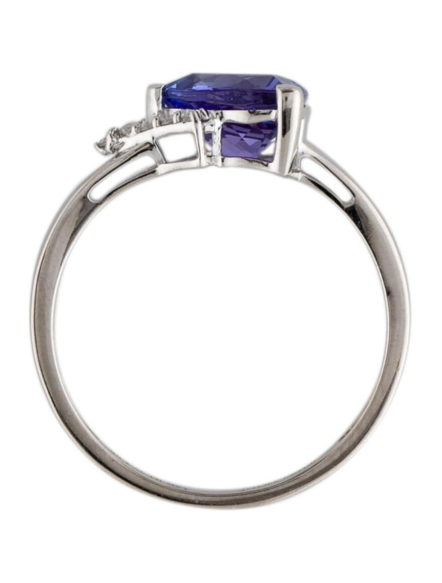 Women's Luxurious 14K Tanzanite & Diamond Cocktail Ring, Size 7.25 - Statement Jewelry