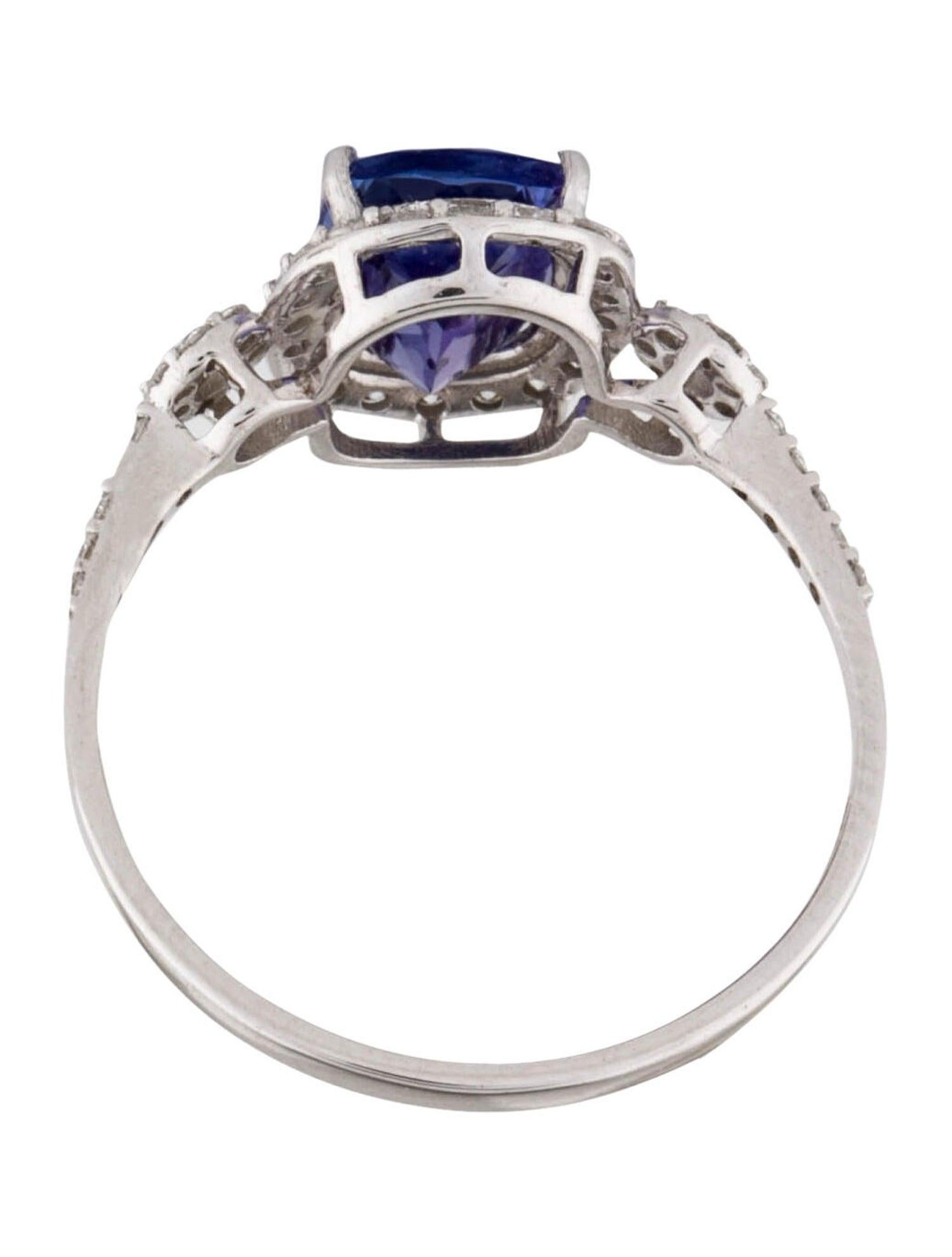 Women's Stunning 14K Tanzanite & Diamond Cocktail Ring 1.70ctw, Size 7 - Elegant Jewelry For Sale