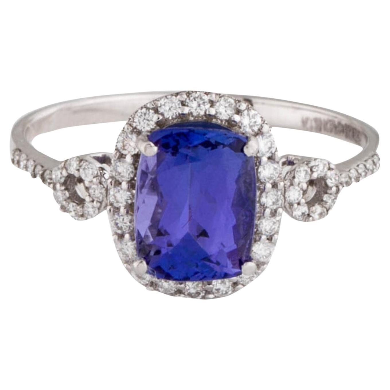 Stunning 14K Tanzanite & Diamond Cocktail Ring 1.70ctw, Size 7 - Elegant Jewelry For Sale
