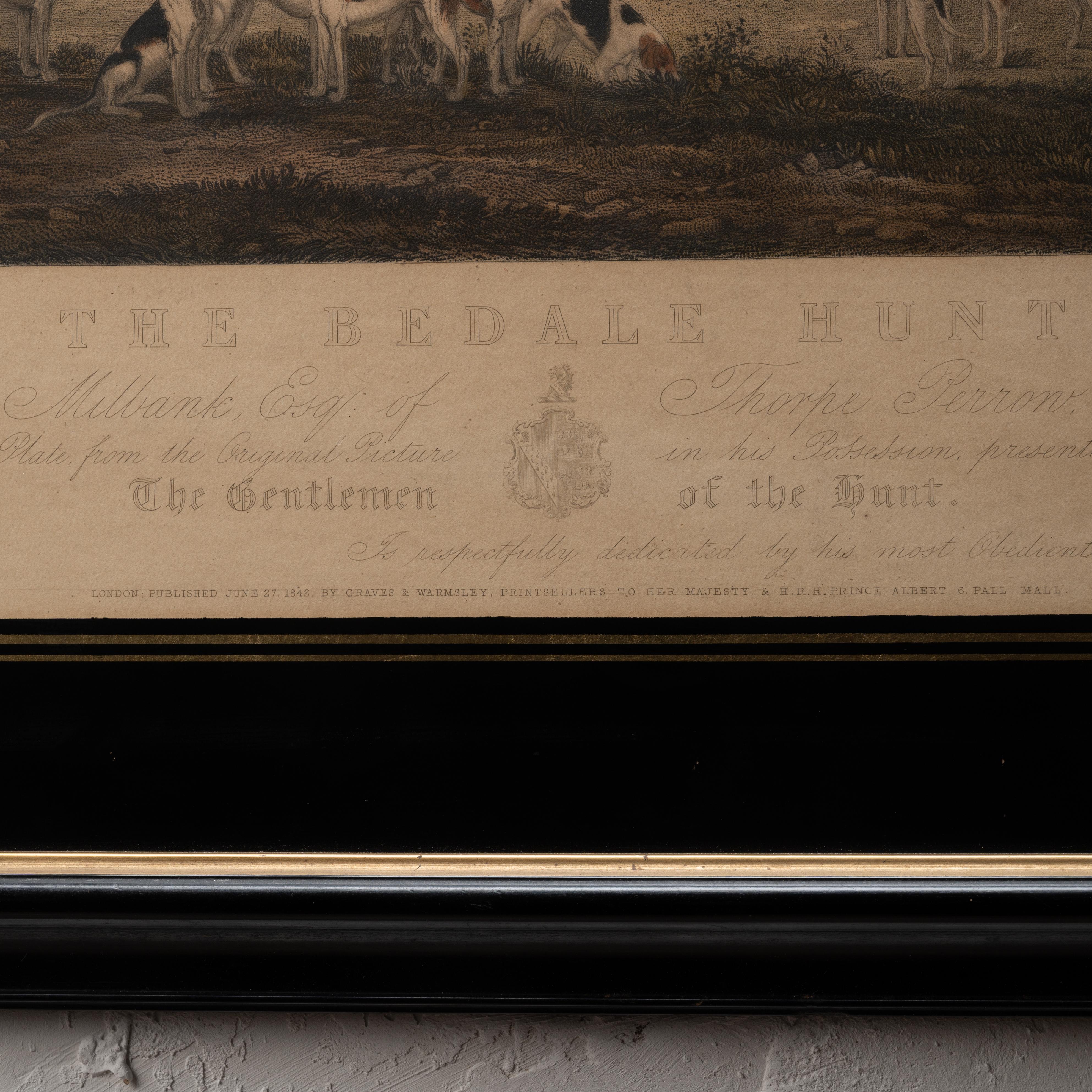 The Bedale Hunt - W.H. Simmons Engraving, 1842 In Good Condition For Sale In Savannah, GA
