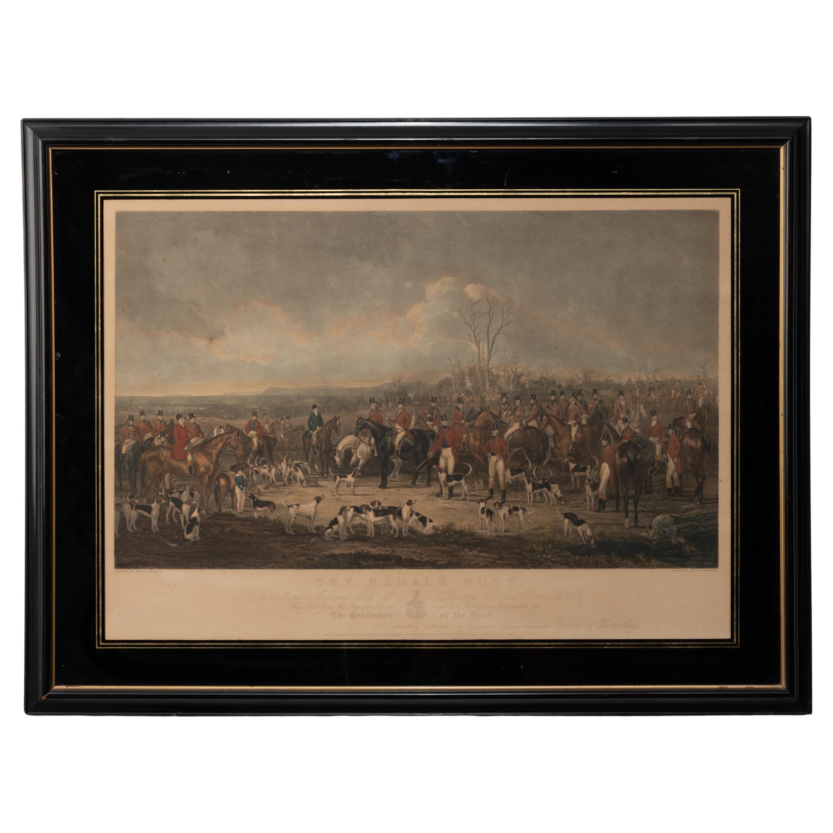 La caza de Bedale - W.H. Grabado de Simmons, 1842