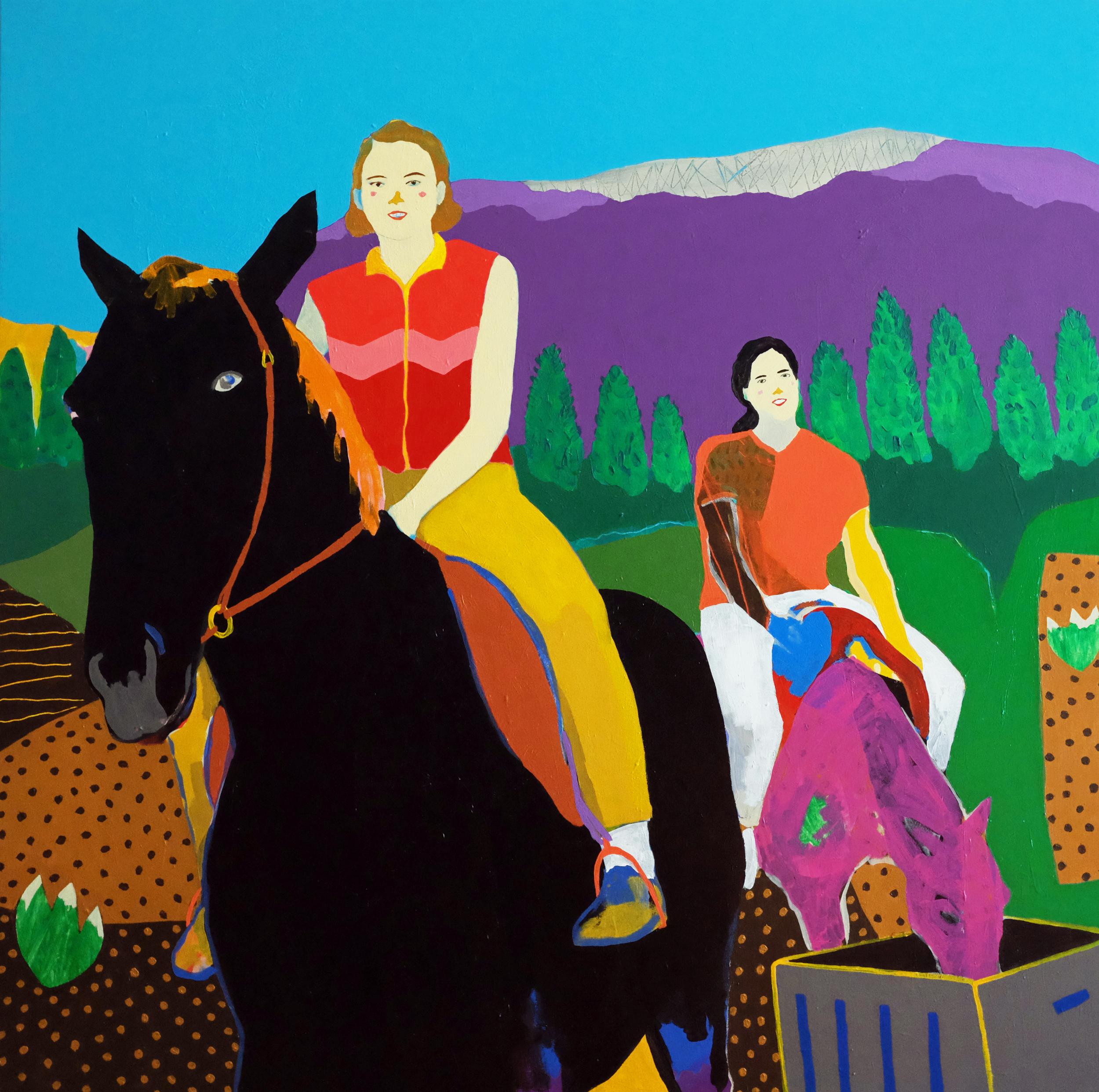 Modern 'The Beginners' Portrait Painting by Alan Fears Pop Art Horses For Sale