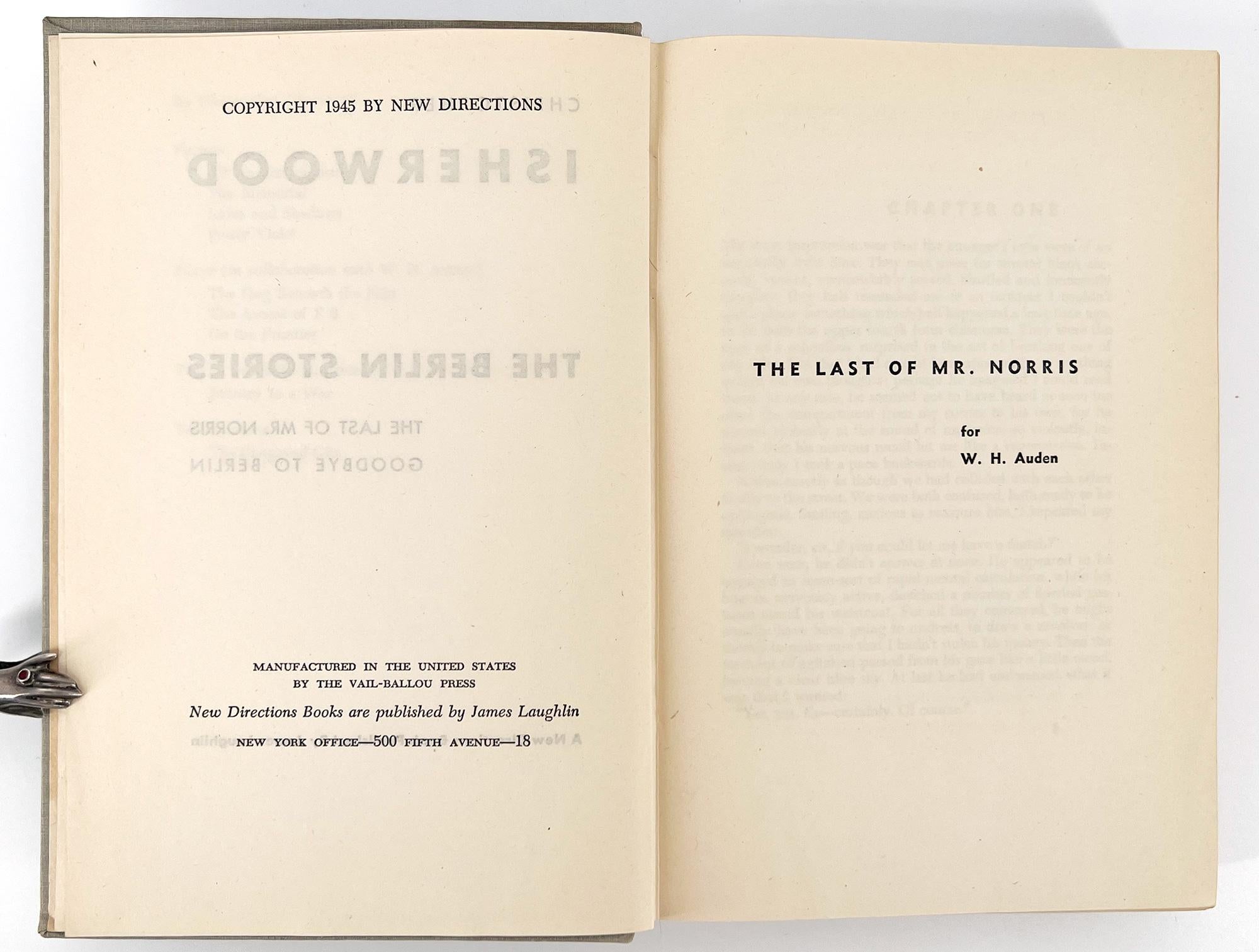 Les histoires de Berlin de Christopher Isherwood - Première Édition COMbinée Bon état - En vente à Middletown, NY