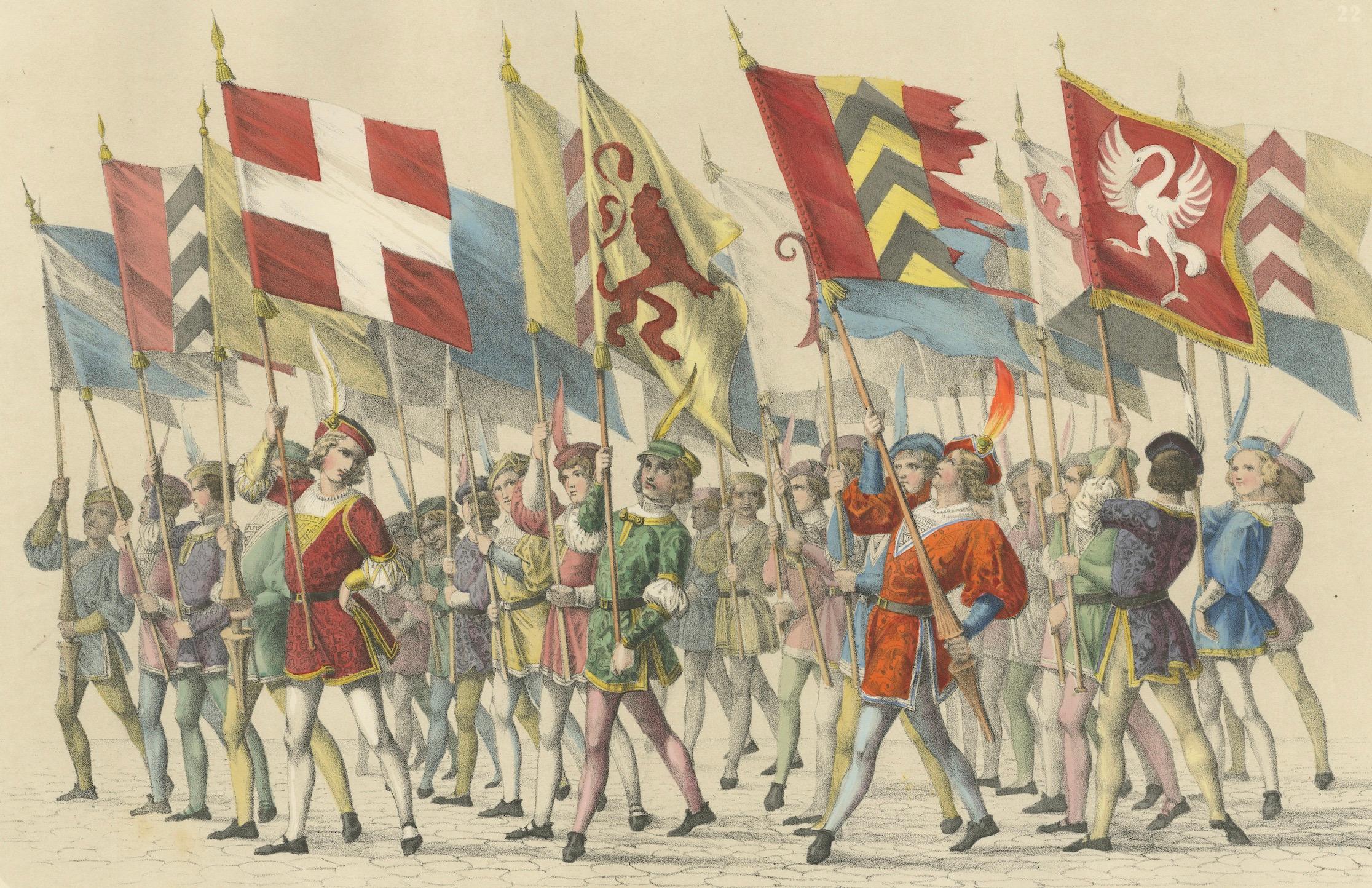 The Bernese Youth and Processional Banners: Eine Feier des Schweizer Erbes 1855 im Zustand „Gut“ im Angebot in Langweer, NL