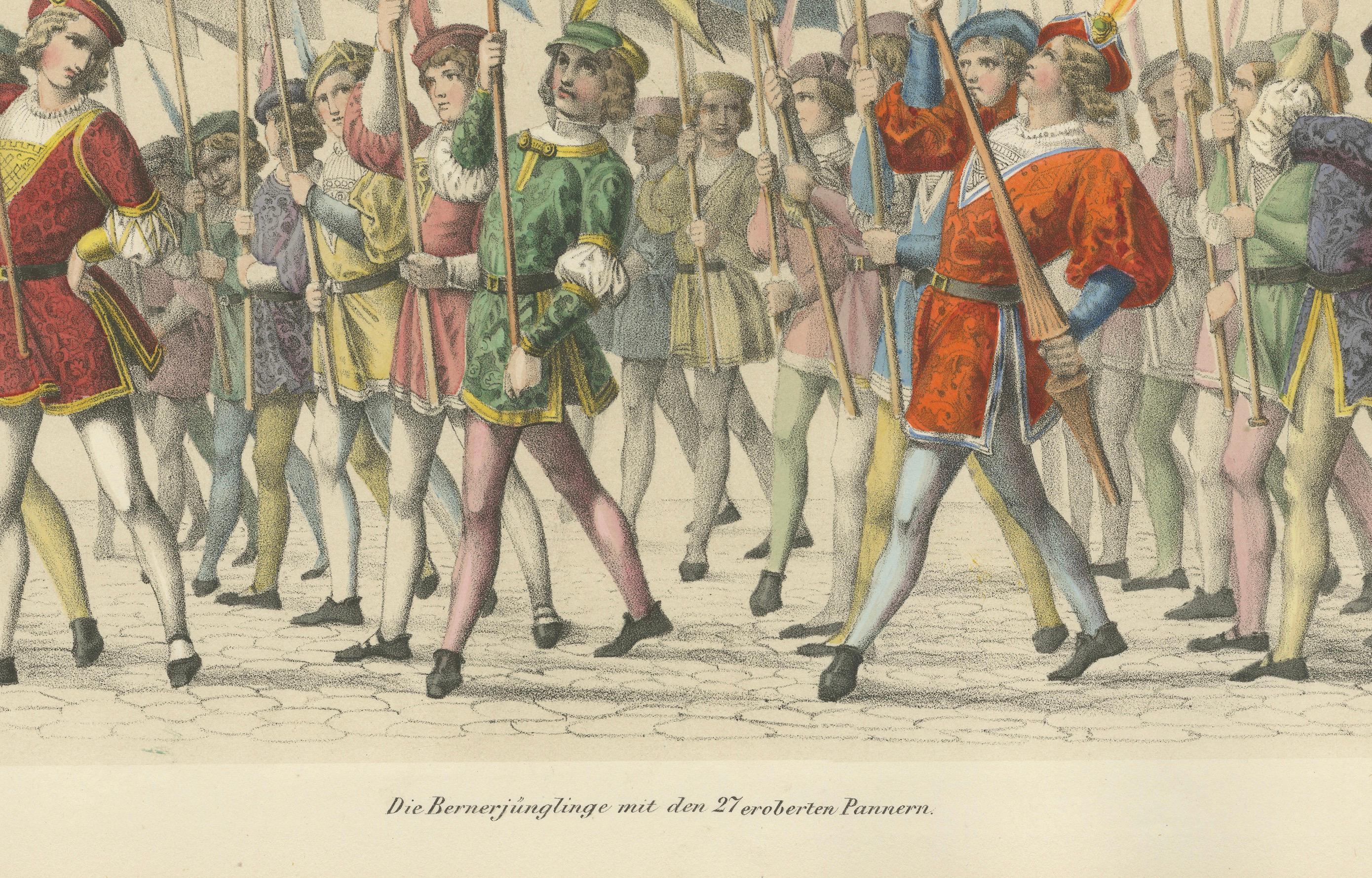 The Bernese Youth and Processional Banners: Eine Feier des Schweizer Erbes 1855 (Mittleres 19. Jahrhundert) im Angebot