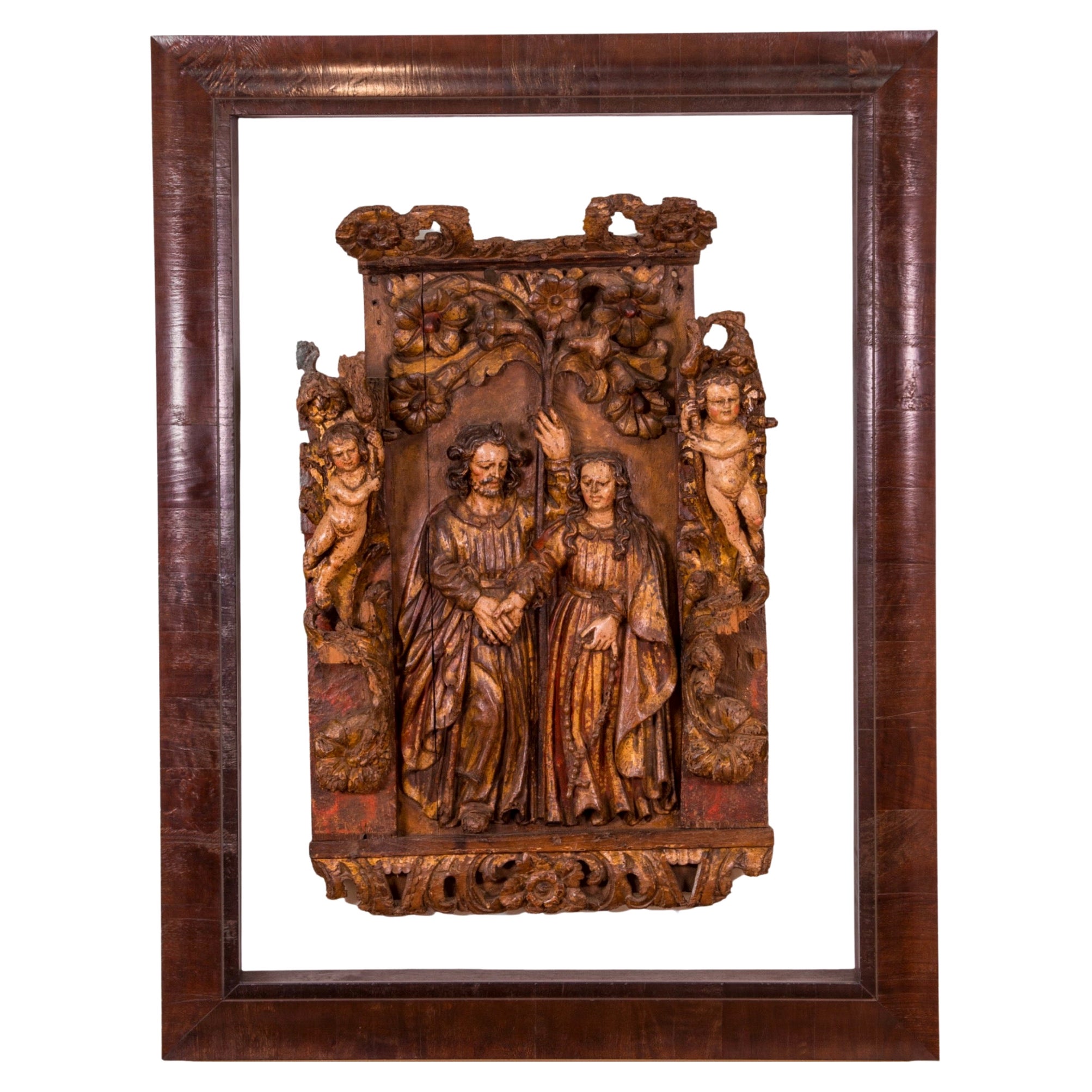 The Betrothal and Love of Mary and Joseph, 1500-1600s, geschnitztes Holz, polychromiert