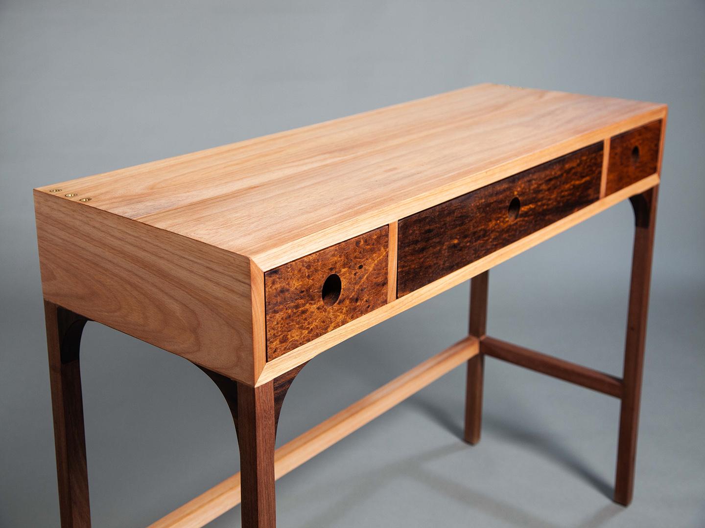 Hand-Crafted The Bi Writing Desk. Handcrafted from solid jequitibá and imbuia wood. For Sale