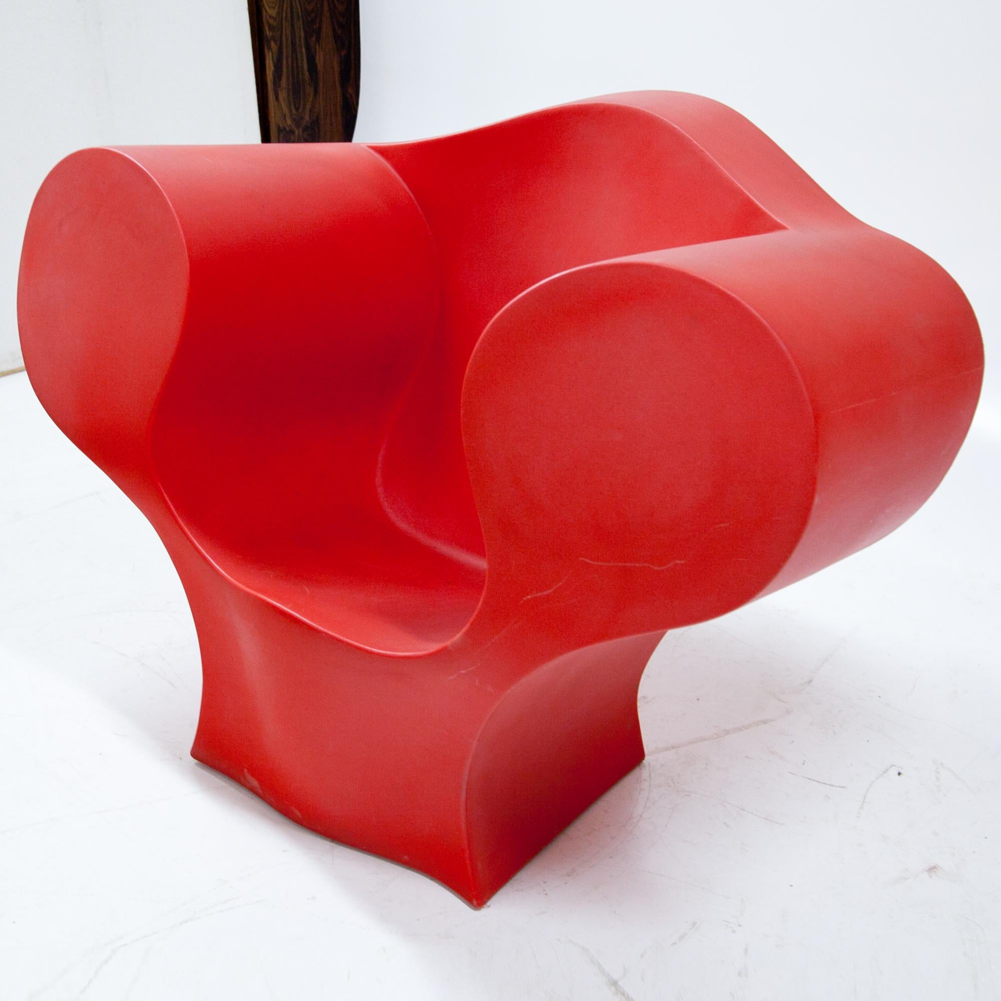 Large red armchair out of plastic. Signed on the back “Big-E by Ron Arad for MOROSO”.