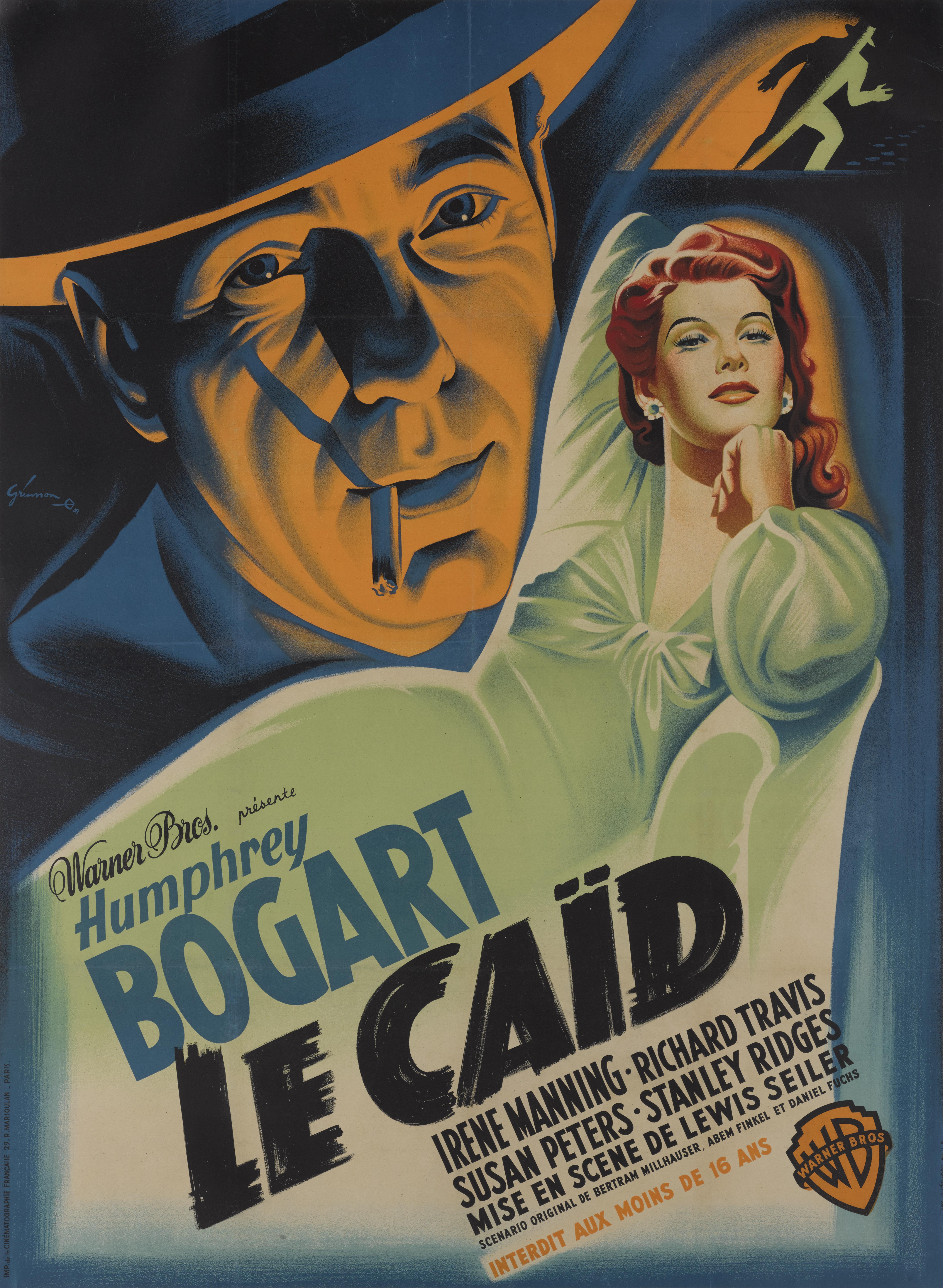 Original French film poster from the 1942 Film Noir.
These large French posters were designed to be pasted onto billboards throughout France, and therefore the only ones to have survived were ones that were not used. Not only is this poster by one