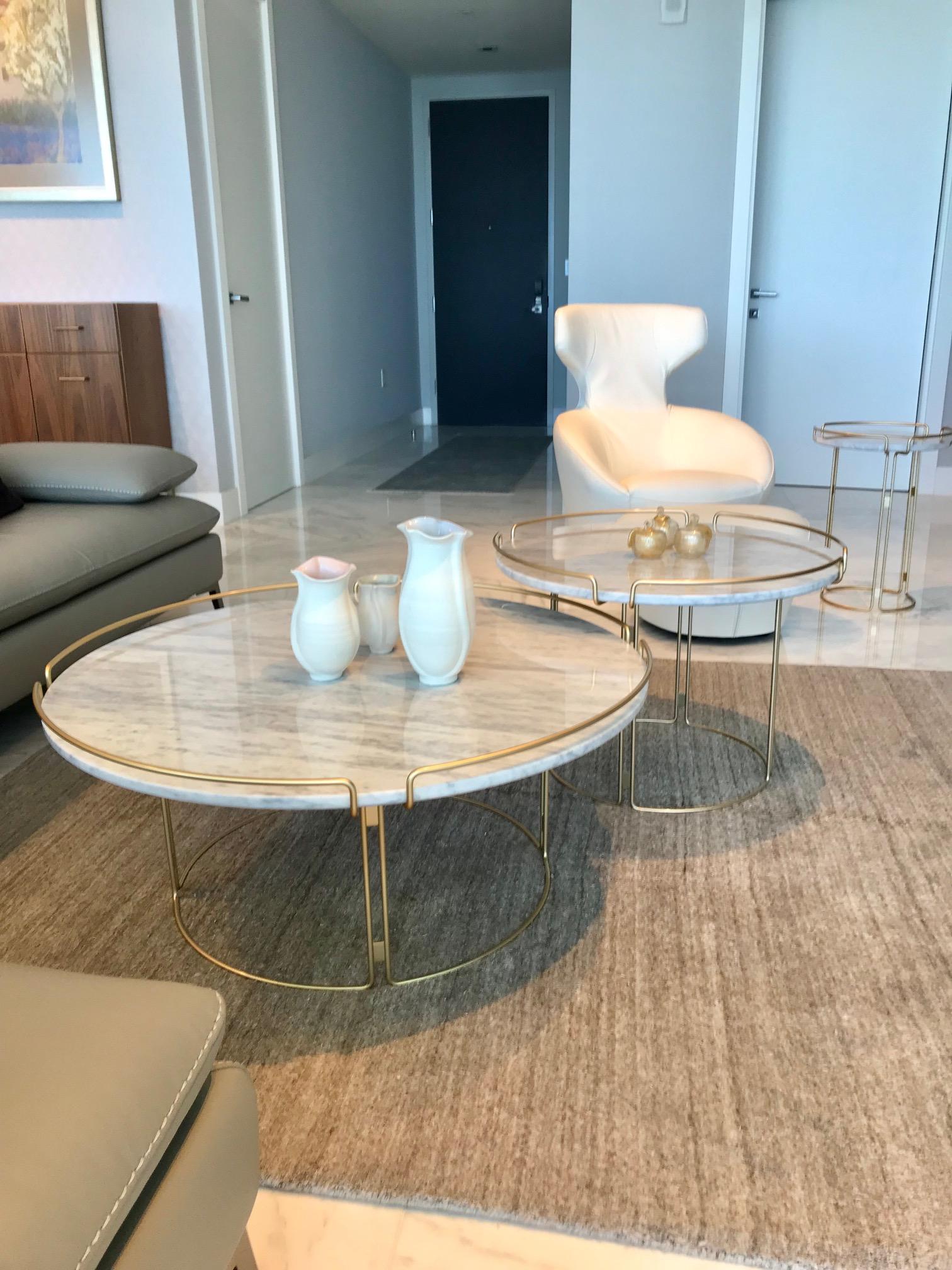 Bijou End Table in Marble and Matte Gold by Roche Bobois, 2018 5