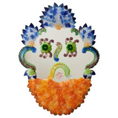 'The Biker' Vibrantly Colorful Murano Glass Venetian Mask Wall Mirror
