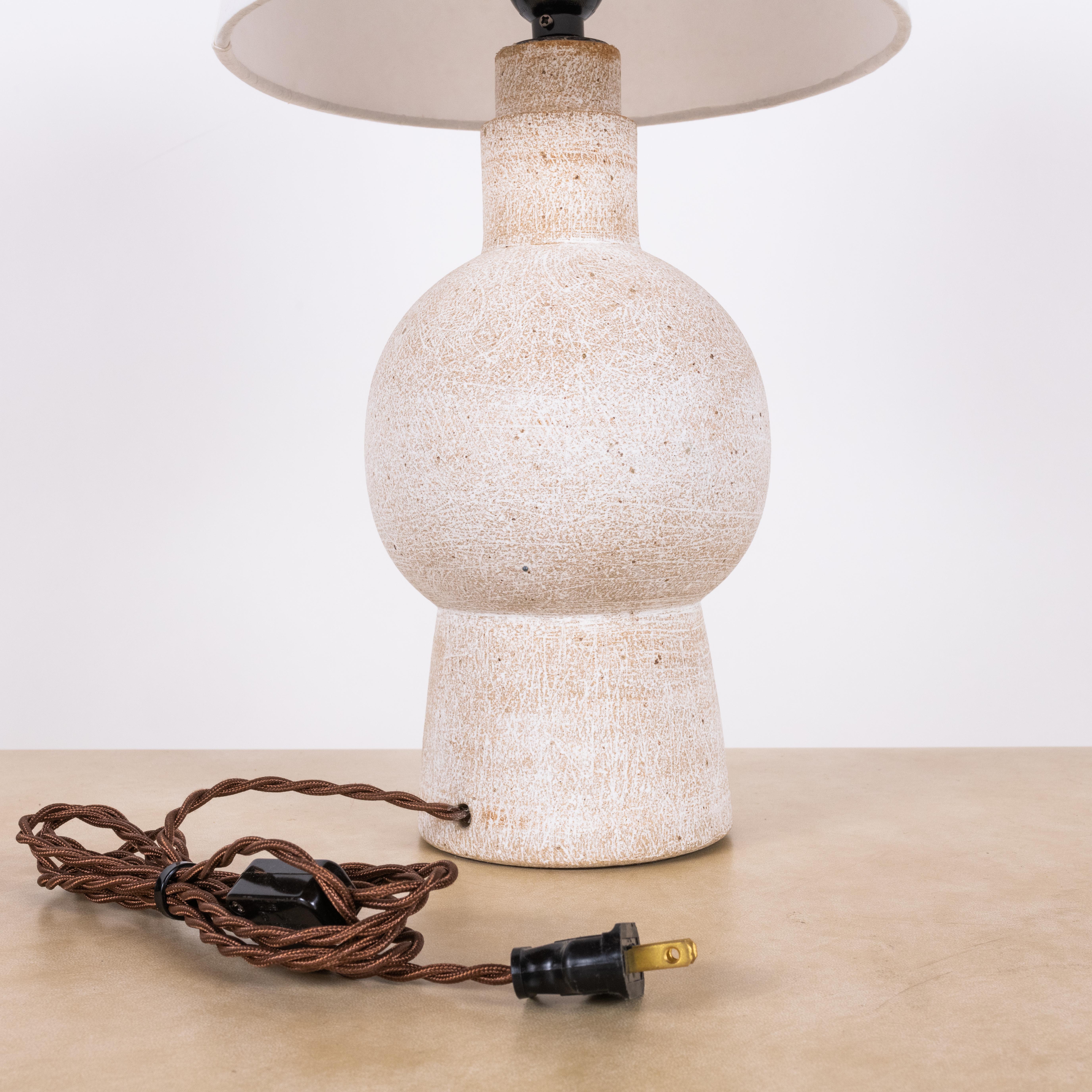 Glazed White 'Bilboquet' Stoneware Lamp by Design Frères For Sale