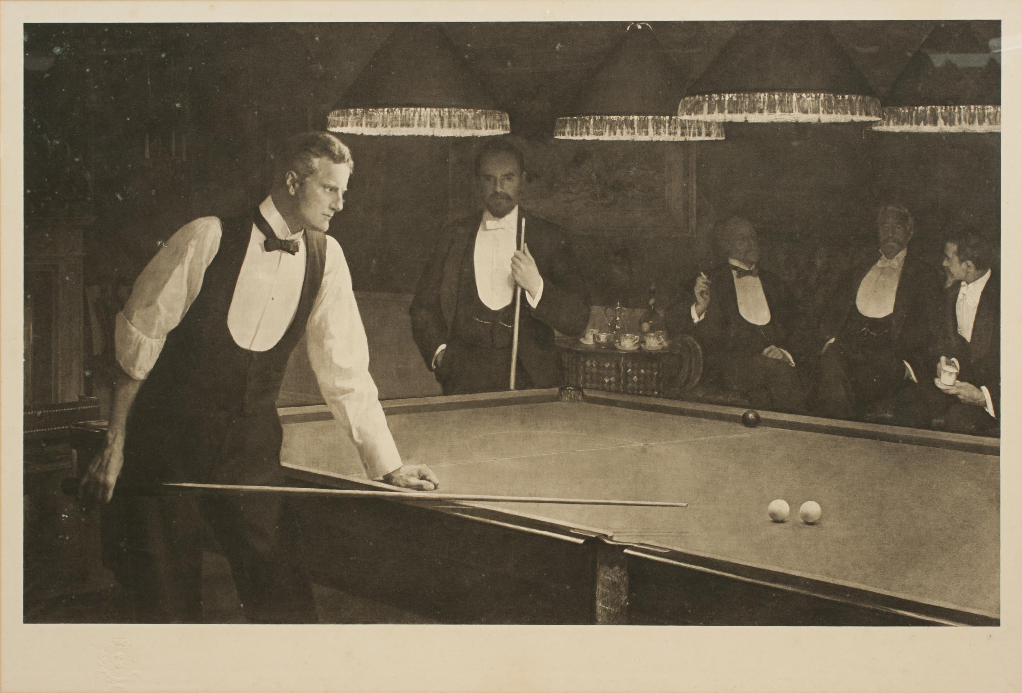 Sporting Art Les joueurs de billard, le billard, l'estampe de snooker d'après John Collier en vente