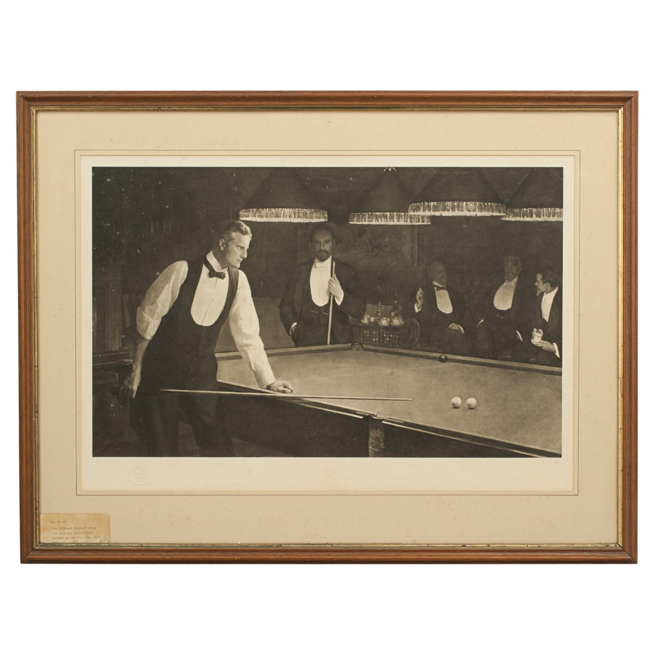 Les joueurs de billard, le billard, l'estampe de snooker d'après John Collier