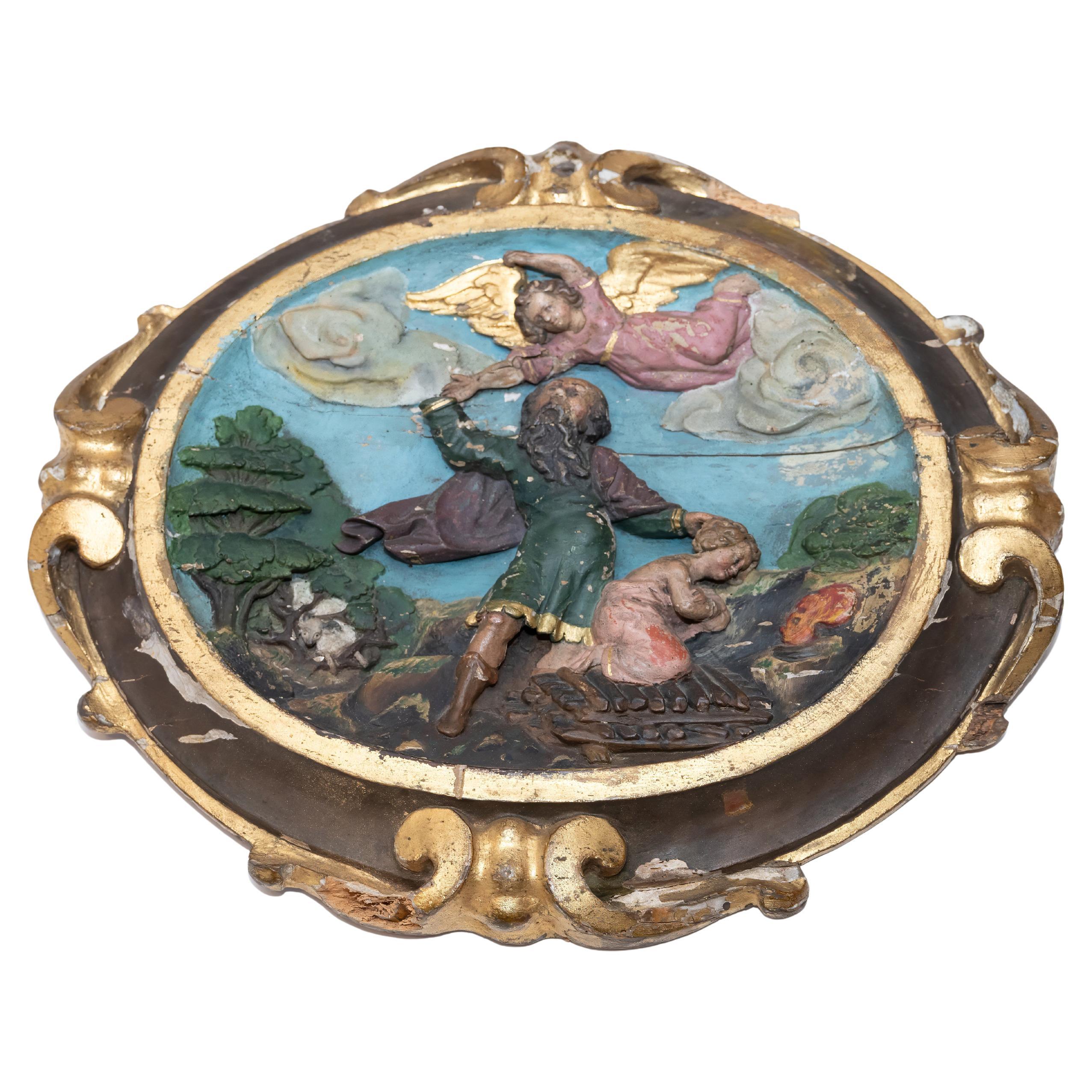 "The Binding of Issac" An Italian 17th century Polychrome Sculpture