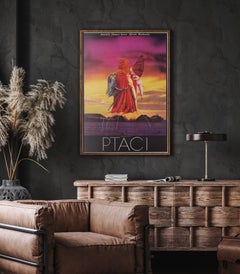 Birds Czech A1 Film Movie Poster, Josef Vyletal, 1970, Hitchcock