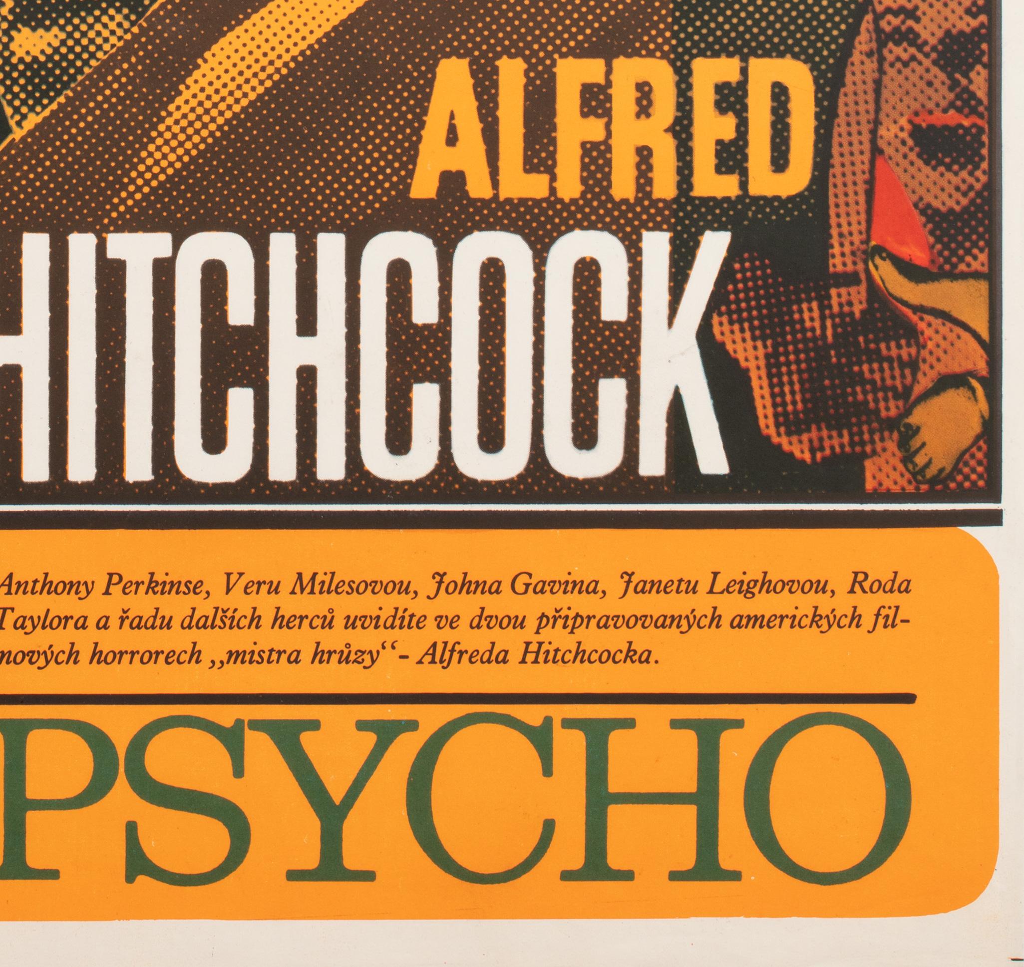 The Birds/Psycho Czech Film Movie Poster, Ziegler, 1970 Vintage Rare Hitchcock For Sale 3