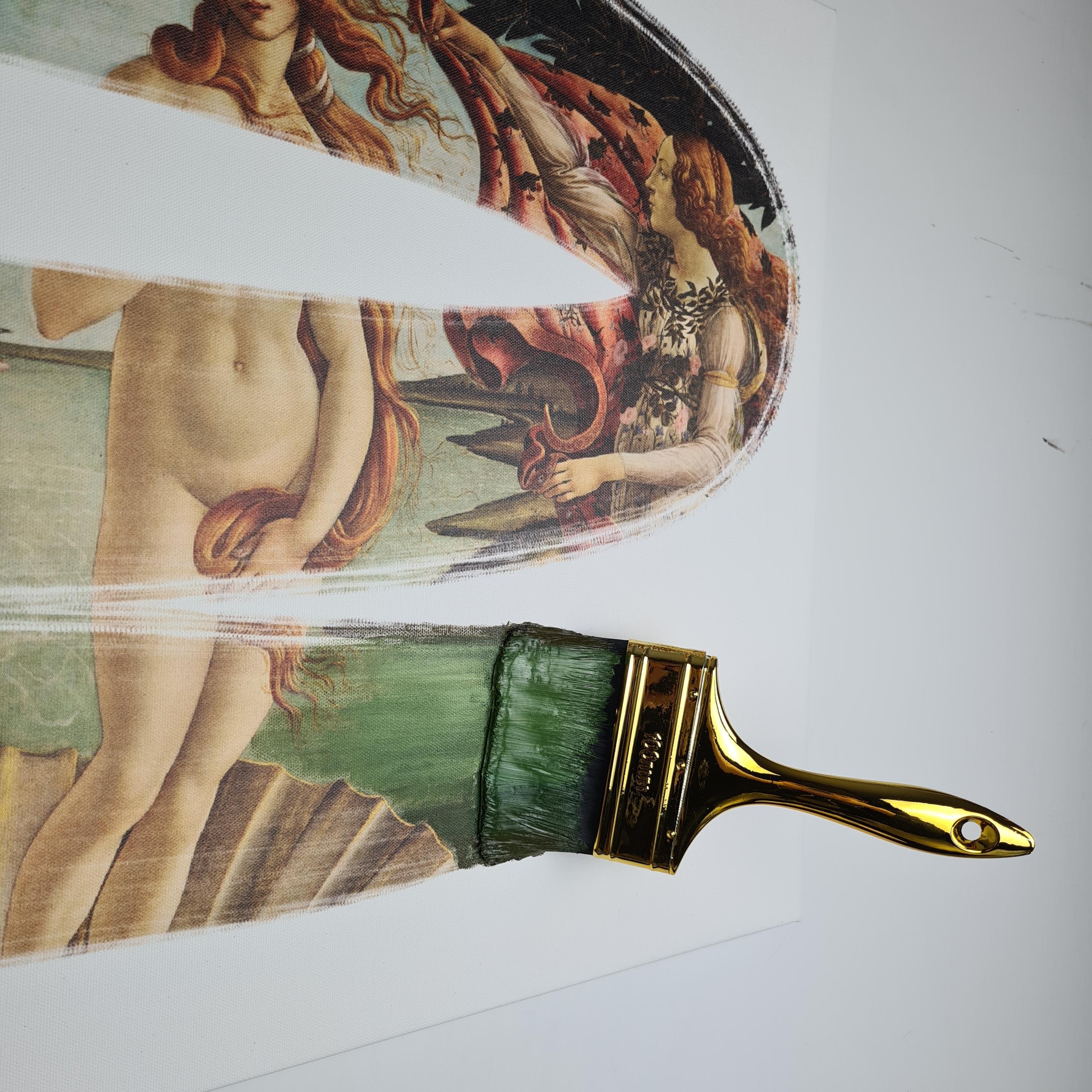 „Die Geburt der Venus“, Botticelli- Kopie auf Leinwand, handgefertigt in Italien, 2021 im Zustand „Neu“ im Angebot in San Miniato PI, IT